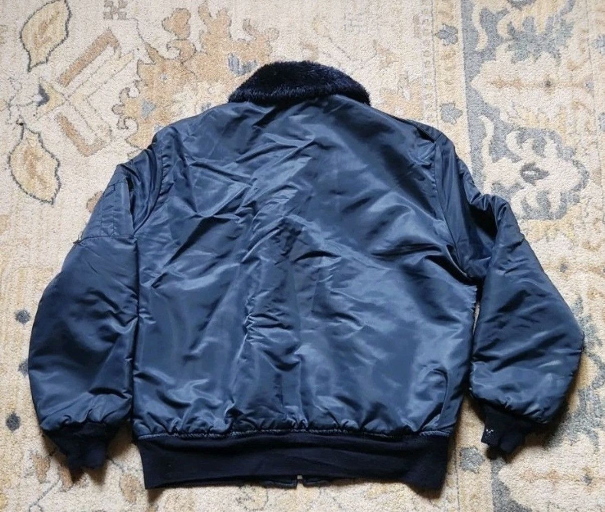 Vintage Vintage 1980s Timber King Mens Blue Bomber Jacket Fur Collar Size US L / EU 52-54 / 3 - 4 Thumbnail