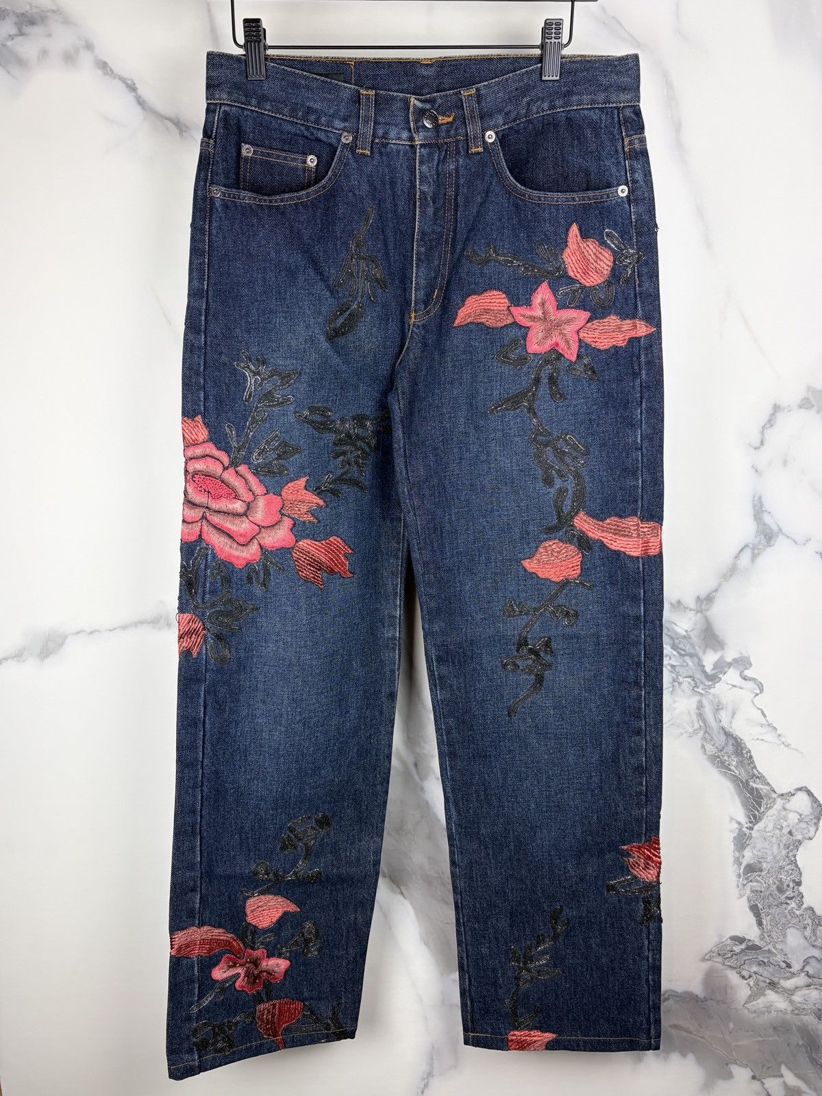 Gucci AW99 Gucci Tom Ford Runway Floral Embroidered Denim Jeans Size US 30 / EU 46 - 2 Thumbnail