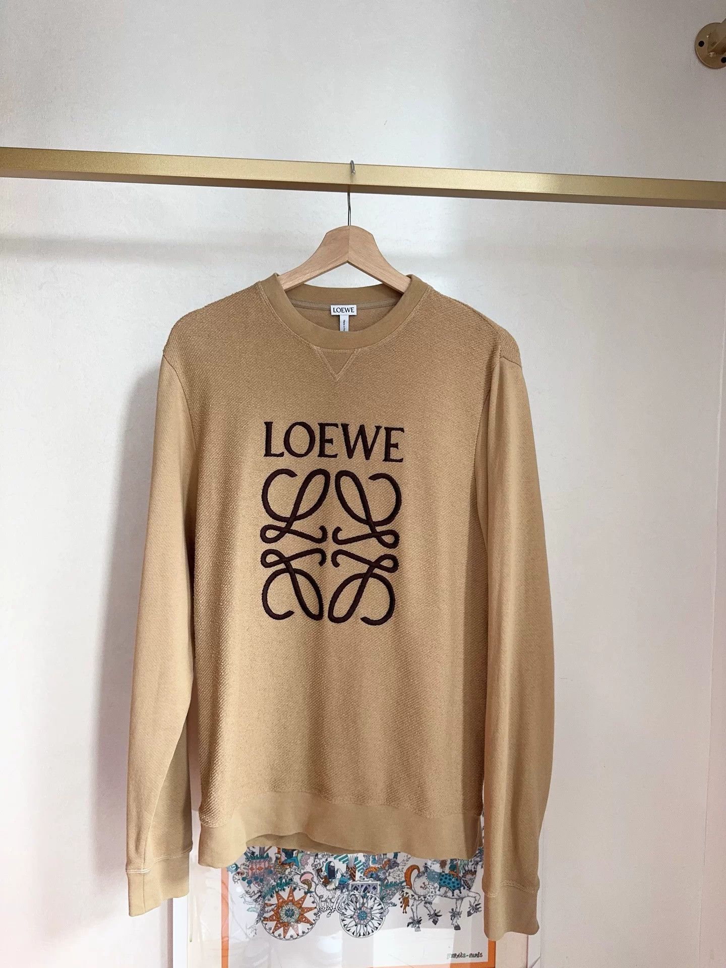 Loewe Tan Embroidered Logo Sweatshirt M in Brown, Men's