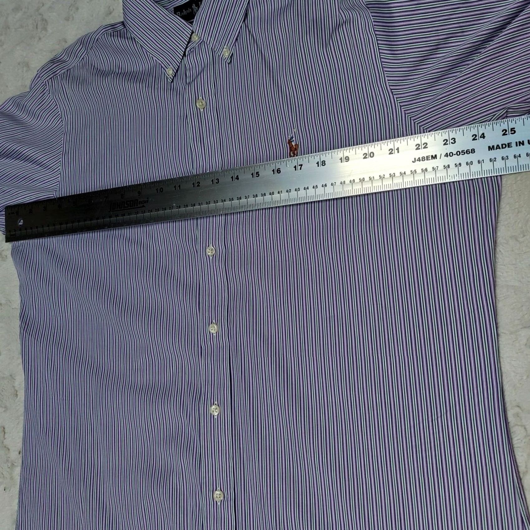 Ralph Lauren Ralph Lauren Mens Classic Fit Button-Down Dress Shirt Size 16 34/35 Striped Purple Size 42R - 6 Thumbnail