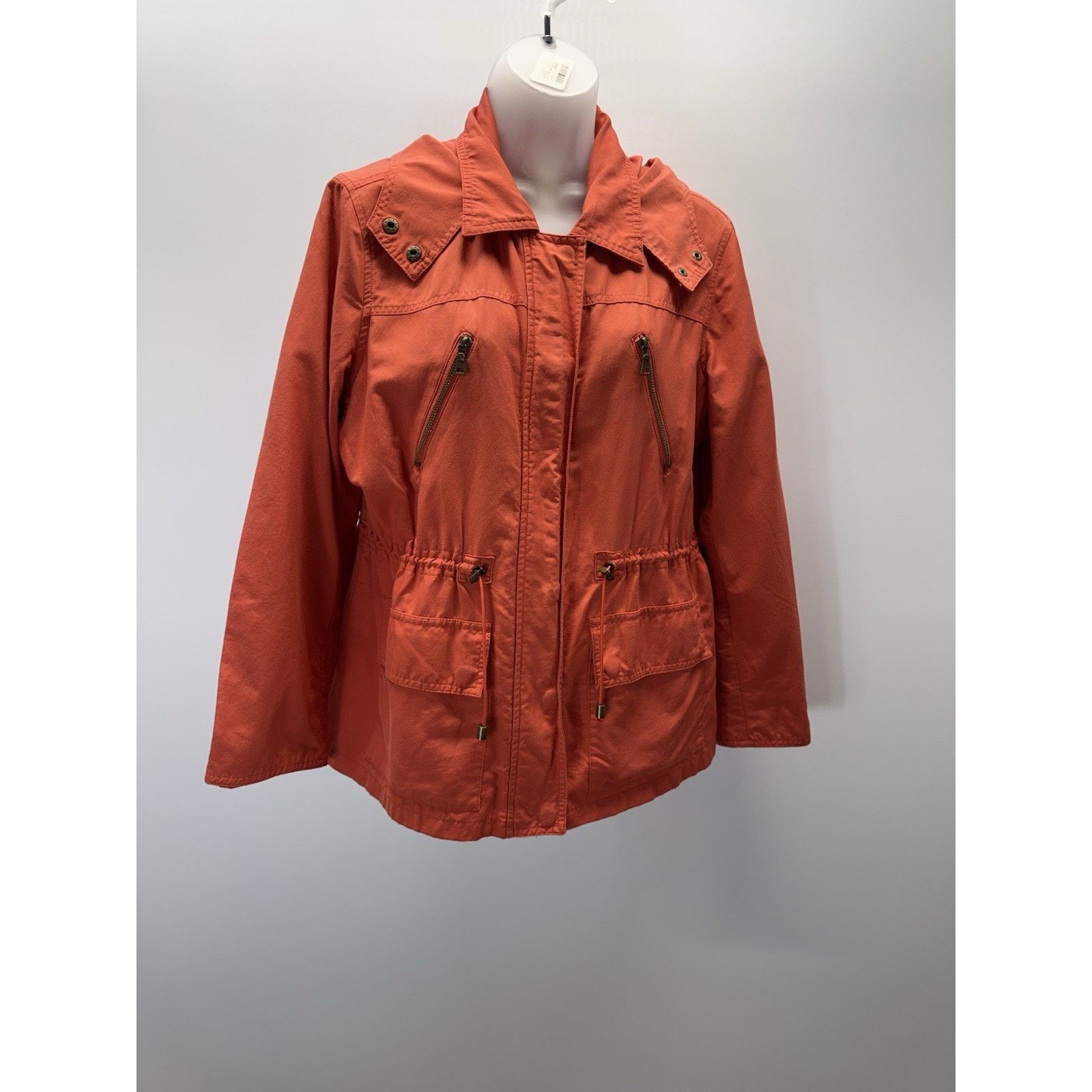 Other Liz & Co Orange Cinch Waist Hooded Lightweight Jacket Sz PL Size L / US 10 / IT 46 - 1 Thumbnail