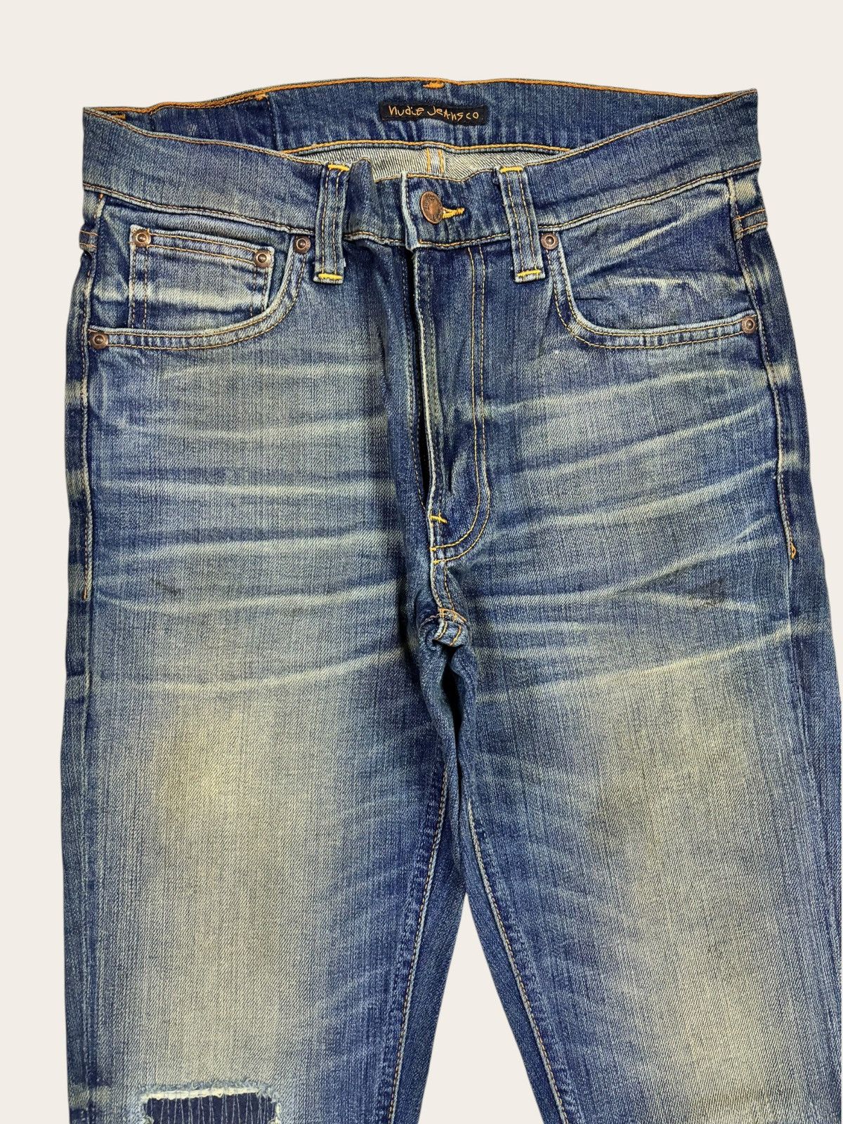 Nudie Jeans Y2k Nudie Crazy Yellow Wash Faded Distress Jeans Size US 29 - 3 Thumbnail
