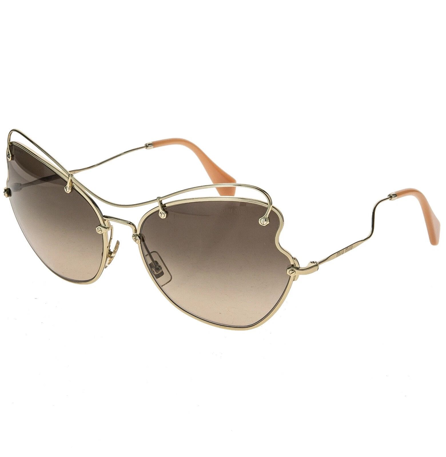 Miu Miu MIU MIU MU56RS SCENIQUE Butterfly 56R Gold Brown Sunglasses Size ONE SIZE - 9 Thumbnail