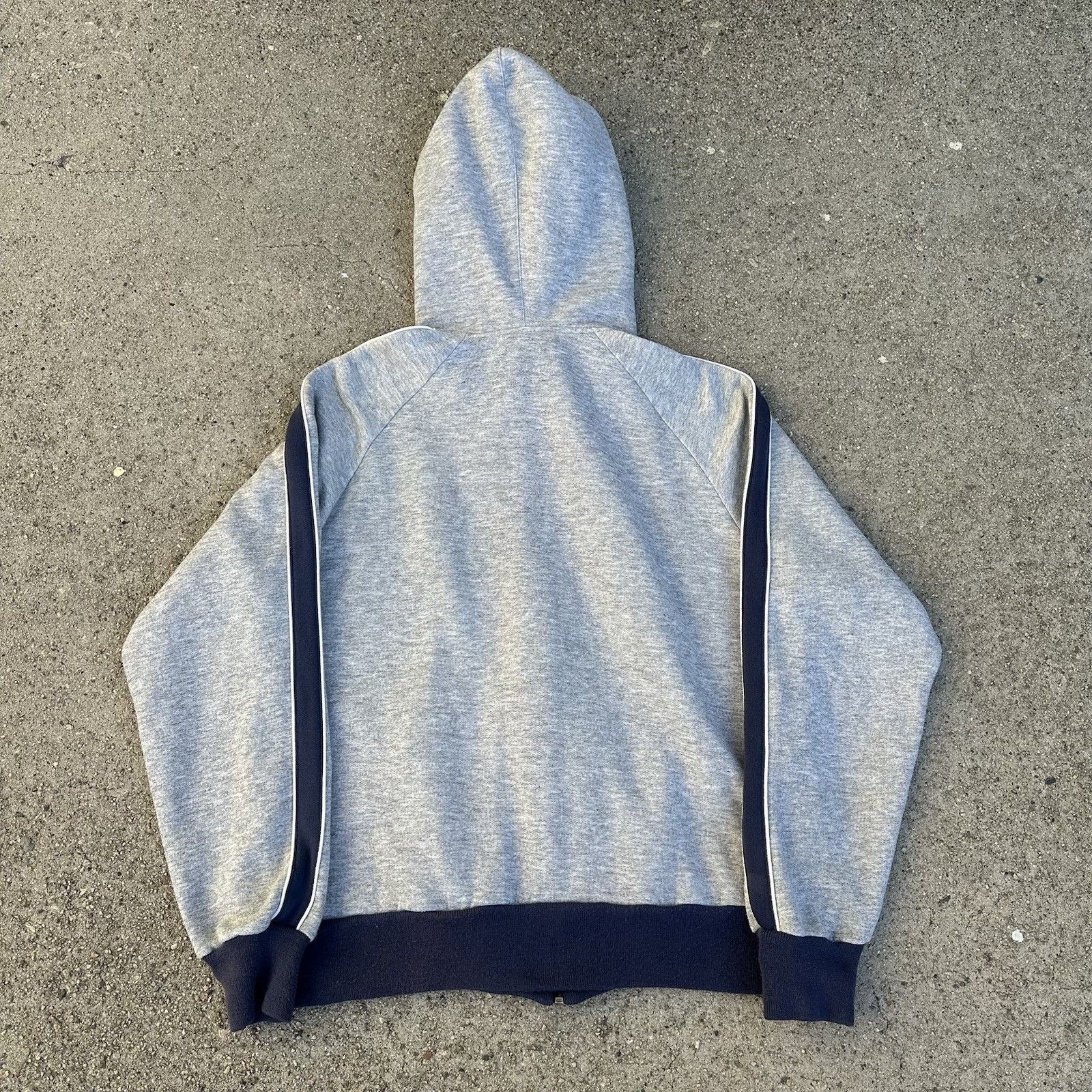 Nike × Vintage Vintage 80s Nike Blue Tag Full Zip Up Gray Hoodie Large Size US L / EU 52-54 / 3 - 4 Thumbnail