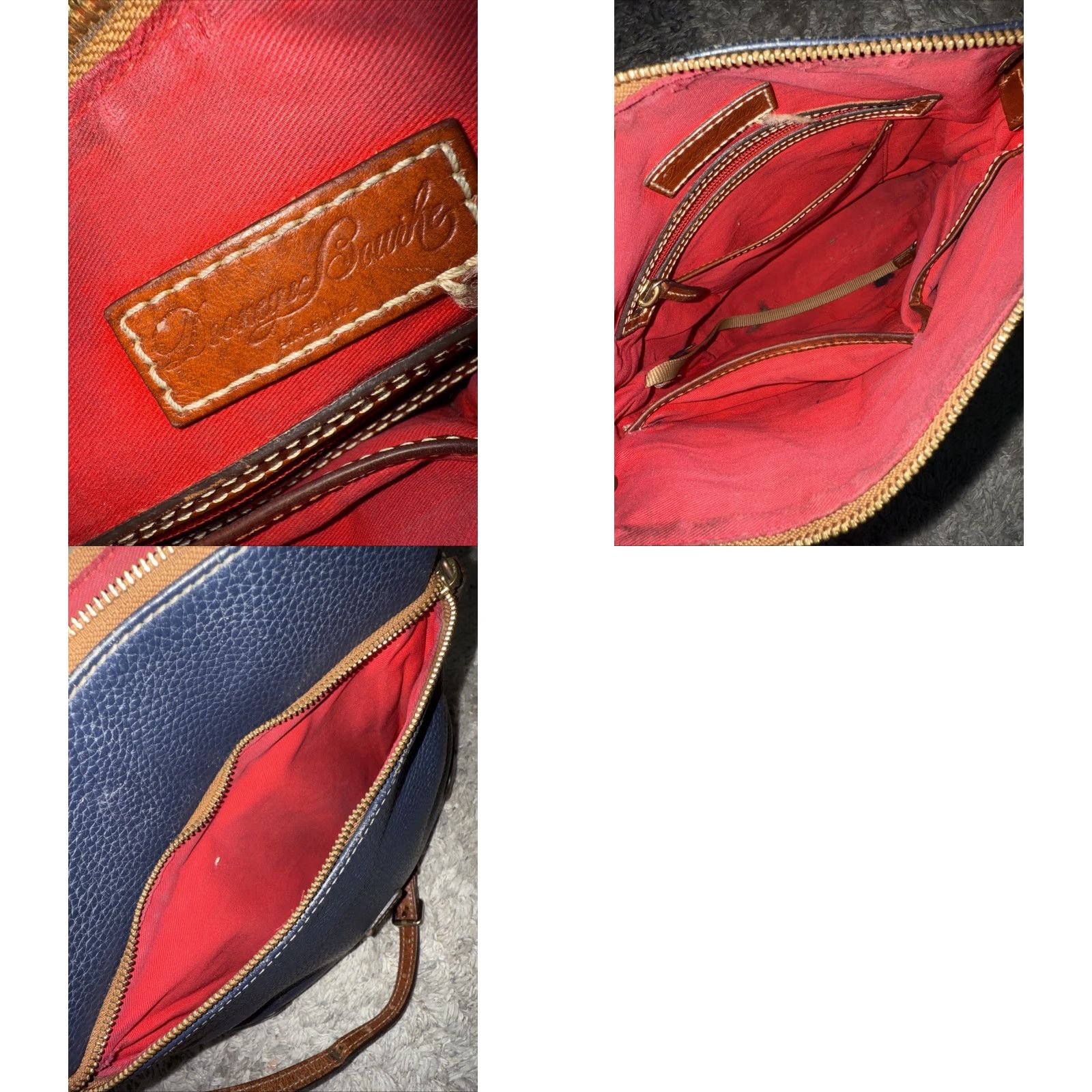 Dooney & Bourke Dooney & Bourke Purse Crossbody Crossbody Bag Navy Brown Leather 10”x12” USA Women Medium Size ONE SIZE - 8 Thumbnail