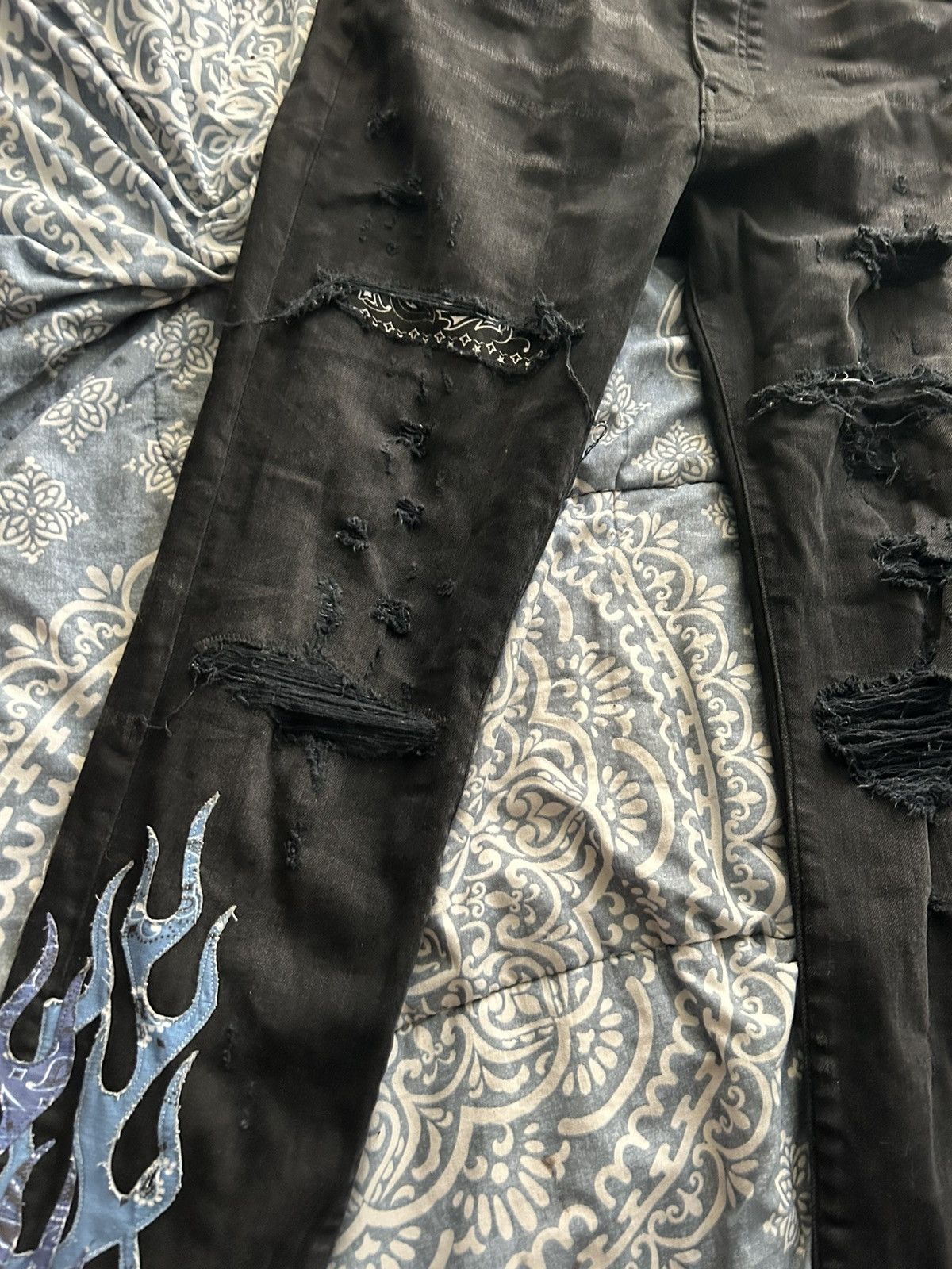 Amiri Amiri Bandana Flame Jeans Black/Blue Size US 33 - 5 Thumbnail