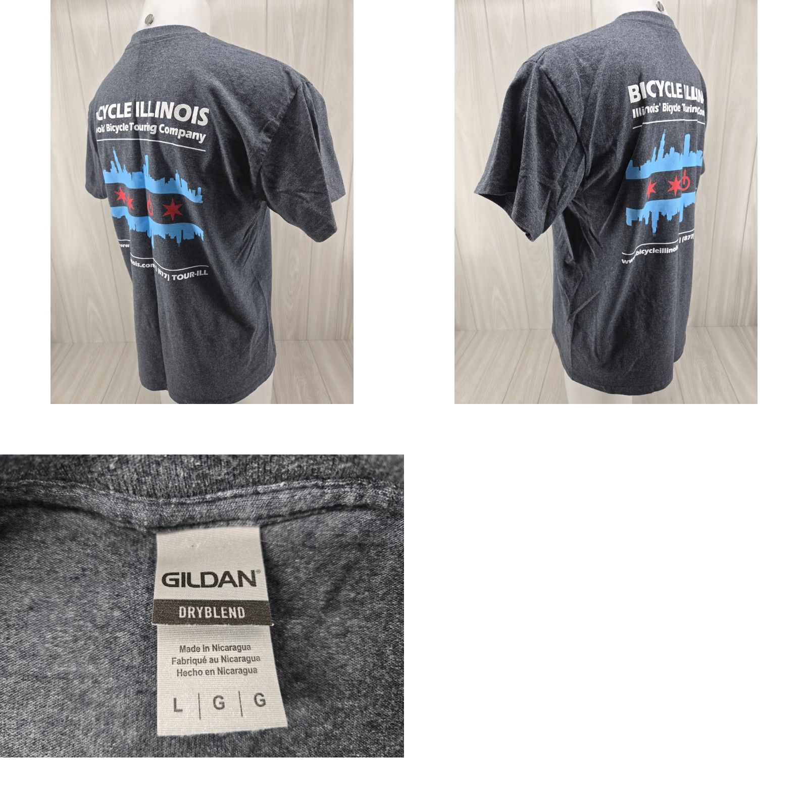 Gildan VINTAGE Gildan Illinois Bicycling Touring Company Shirt L Gray Shirt Mens Size US L / EU 52-54 / 3 - 8 Thumbnail