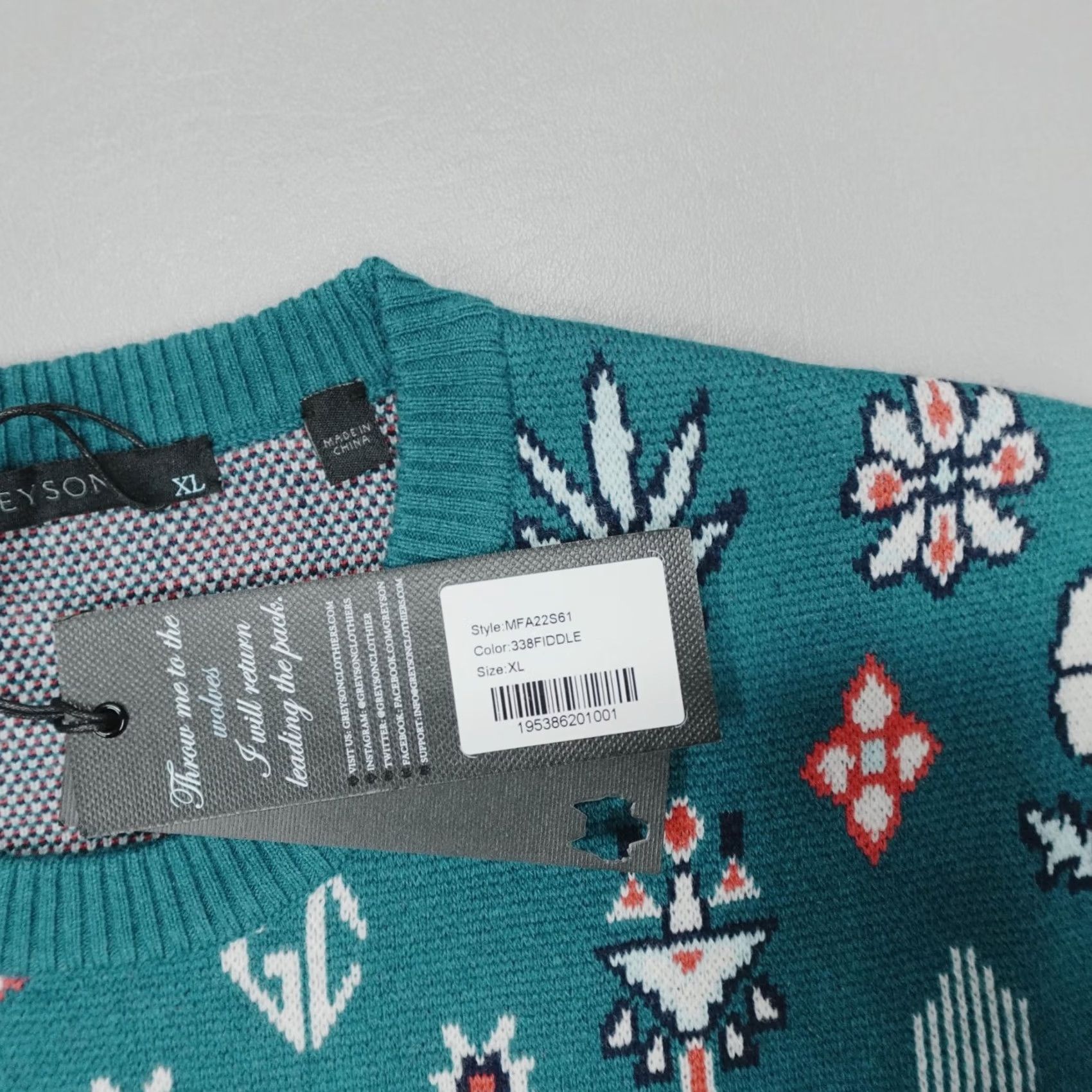 Vintage Greyson Wool Cashmere Story Telling Sweater Crewneck Men's XL Teal Size US XL / EU 56 / 4 - 3 Thumbnail