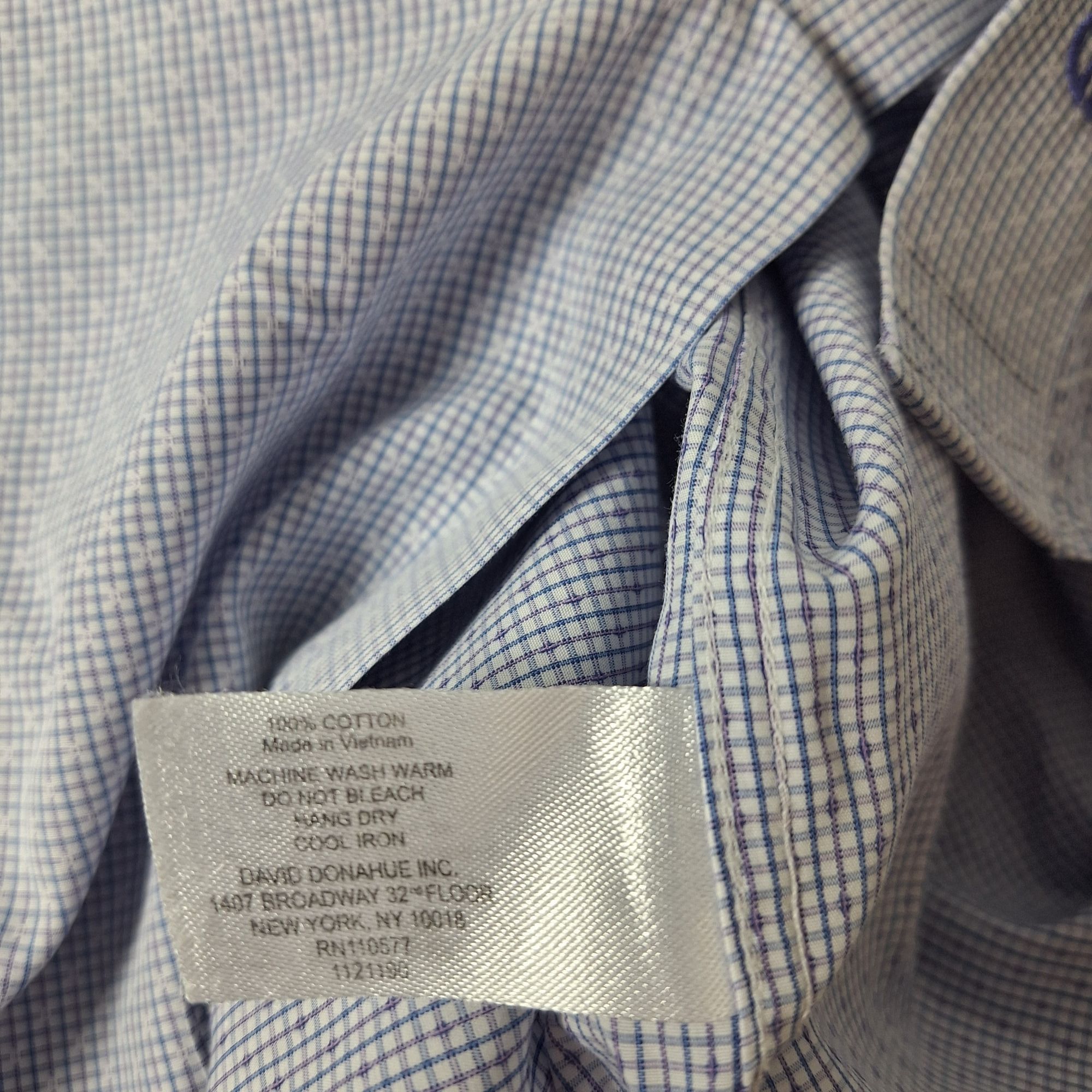 David Donahue David Donahue Luxury Dress Shirt Blue Micro Check Old Money Size US L / EU 52-54 / 3 - 6 Thumbnail