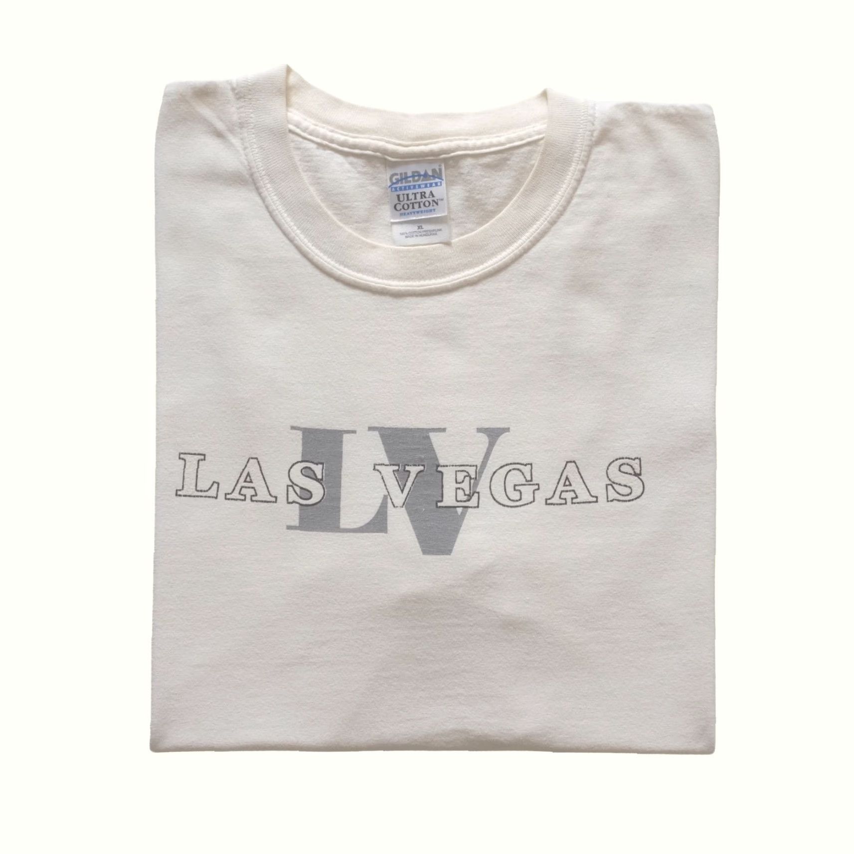 Gildan VINTAGE Gildan T-Shirt LAS VEGAS USA 90s Y2K RETRO 100% COTTON GRAPHIC TAN XL Mens Shirts Size US XL / EU 56 / 4 - 2 Thumbnail