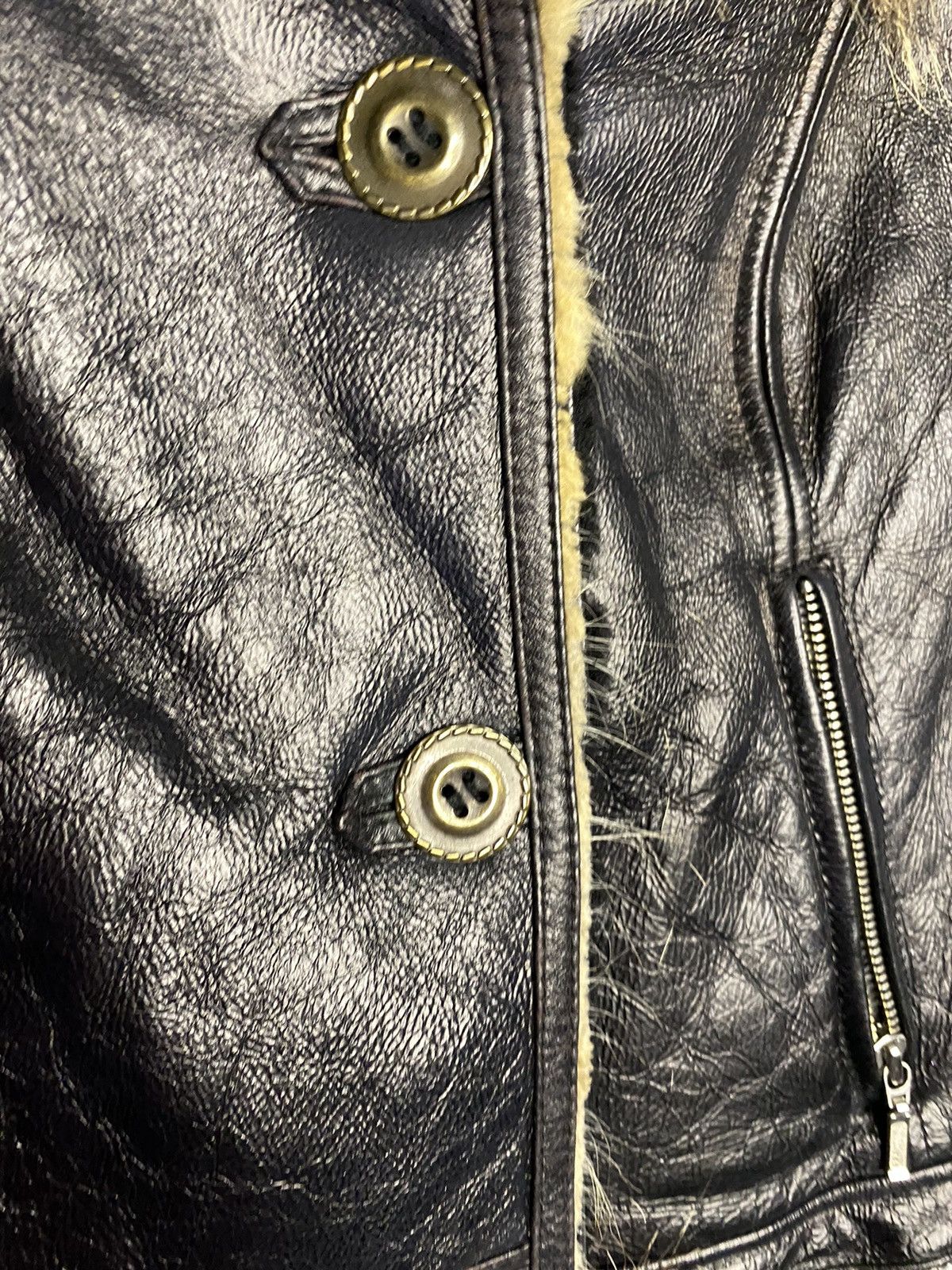 Other Vintage Avant Garde women's leather jacket with natural fur Size S / US 4 / IT 40 - 6 Thumbnail