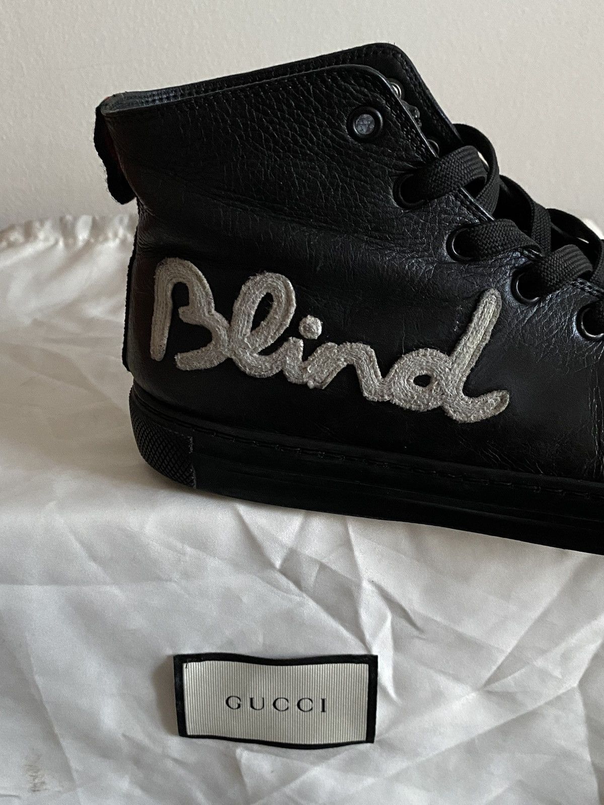 Gucci Gucci Blind for love Black Leather Sneakers Size US 9 / EU 42 - 7 Thumbnail