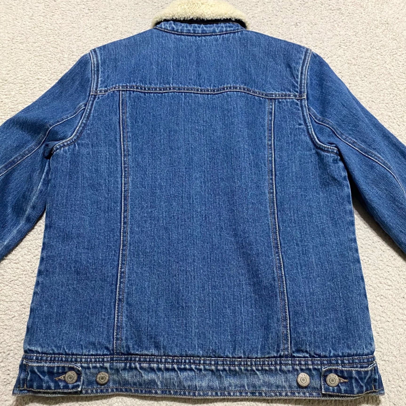 Old Navy Old Navy Womens Trucker Jacket Denim Blue Sherpa Lined Button Front 90s Jacket Womens Medium Blue 90s Vintage Core Denim Jacket Size M / US 6-8 / IT 42-44 - 2 Thumbnail