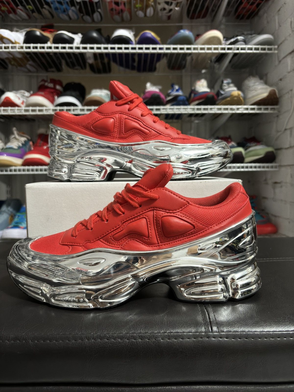 adidas gazelle silver green womens Raf Simons x Adidas Ozweego red leather sneakers 45.5 – Revive Haarlem main image 0
