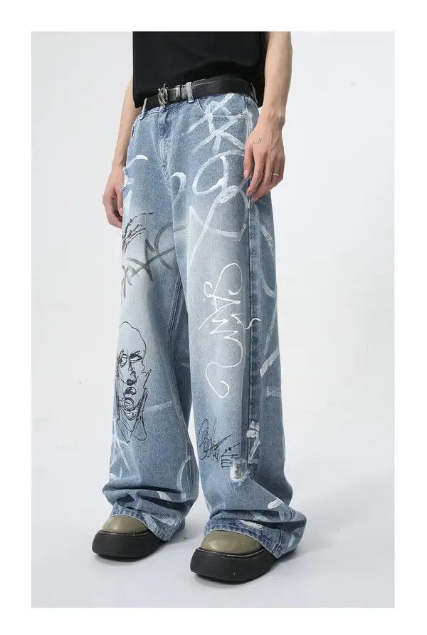 VIBE American street graffiti fun straight jeans trend Size US 32 / EU 48 - 3 Thumbnail