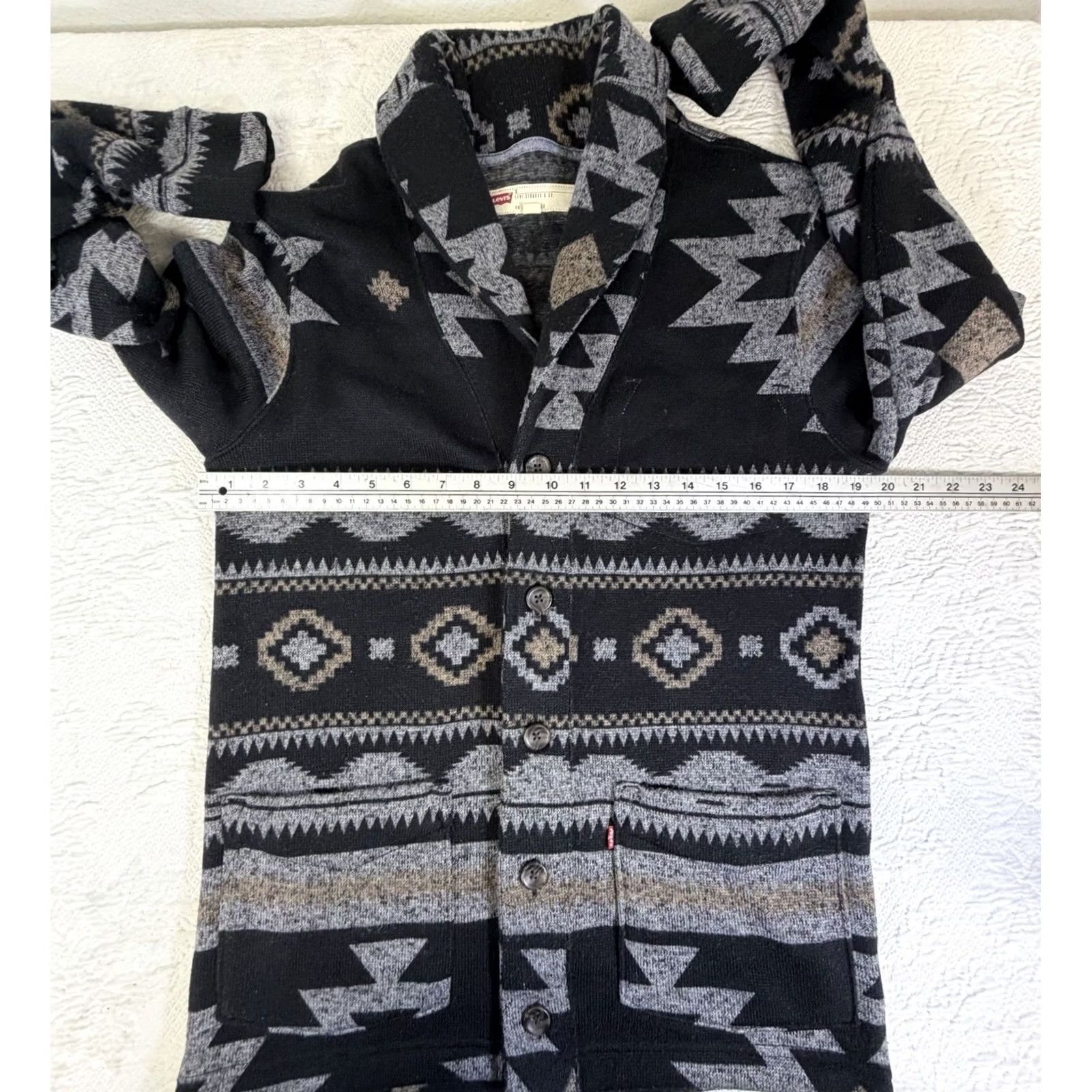 Levi's Levi'S Black Gray Aztec Cardigan Sweater Mens S Size US S / EU 44-46 / 1 - 4 Thumbnail