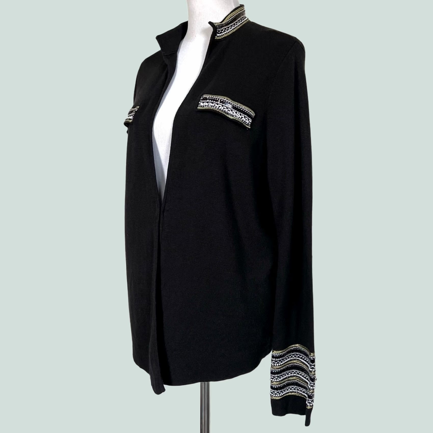 Vintage Chico’s Beaded Black Cardigan Sweater Jacket Cotton Blend Heidi Women’s XL Cardigan Beaded Black Womens XL Size XL / US 12-14 / IT 48-50 - 1 Thumbnail