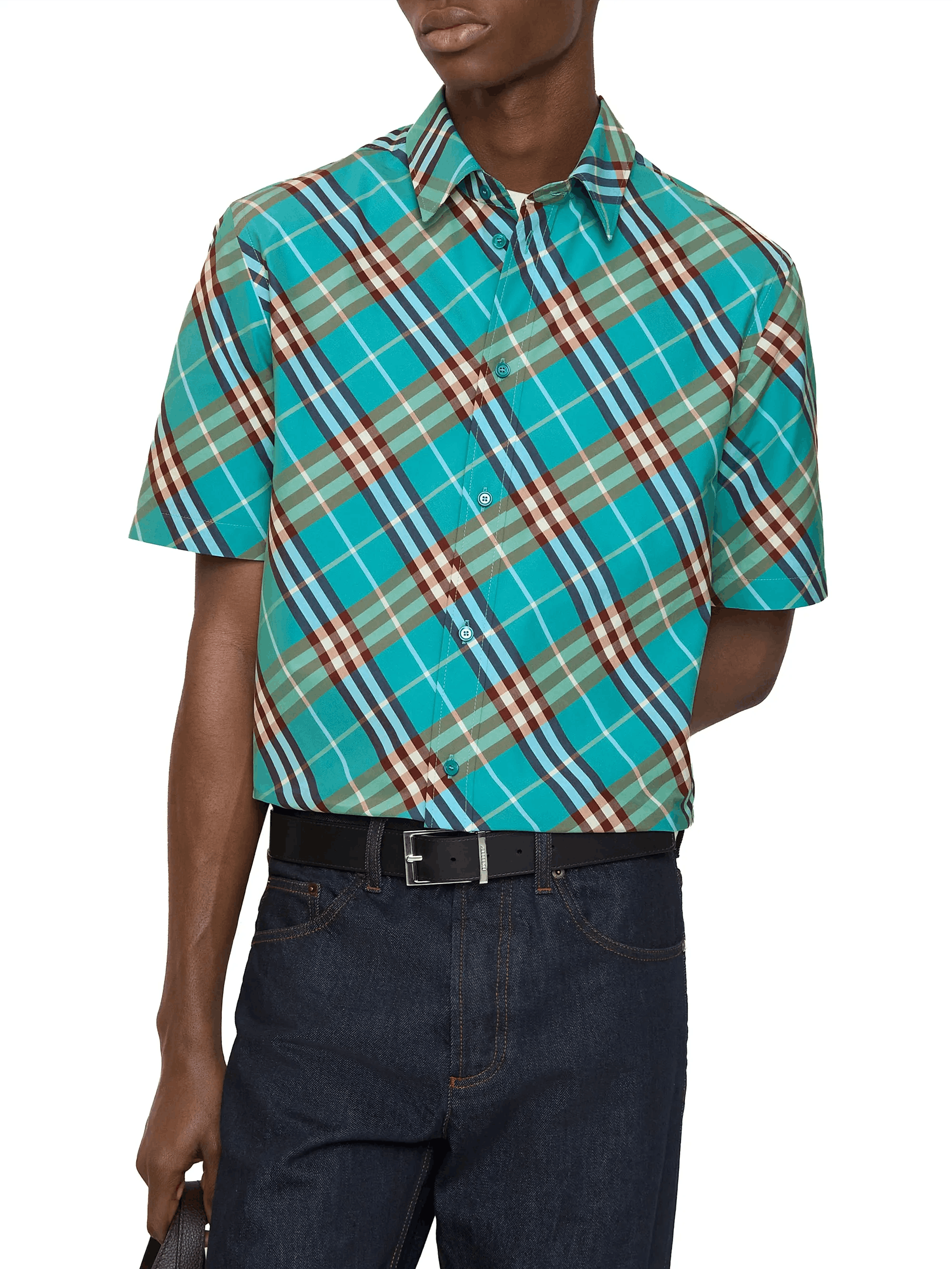 Burberry os11x0526 Robert Check Cotton Shirt in Blue Size US M / EU 48-50 / 2 - 2 Thumbnail