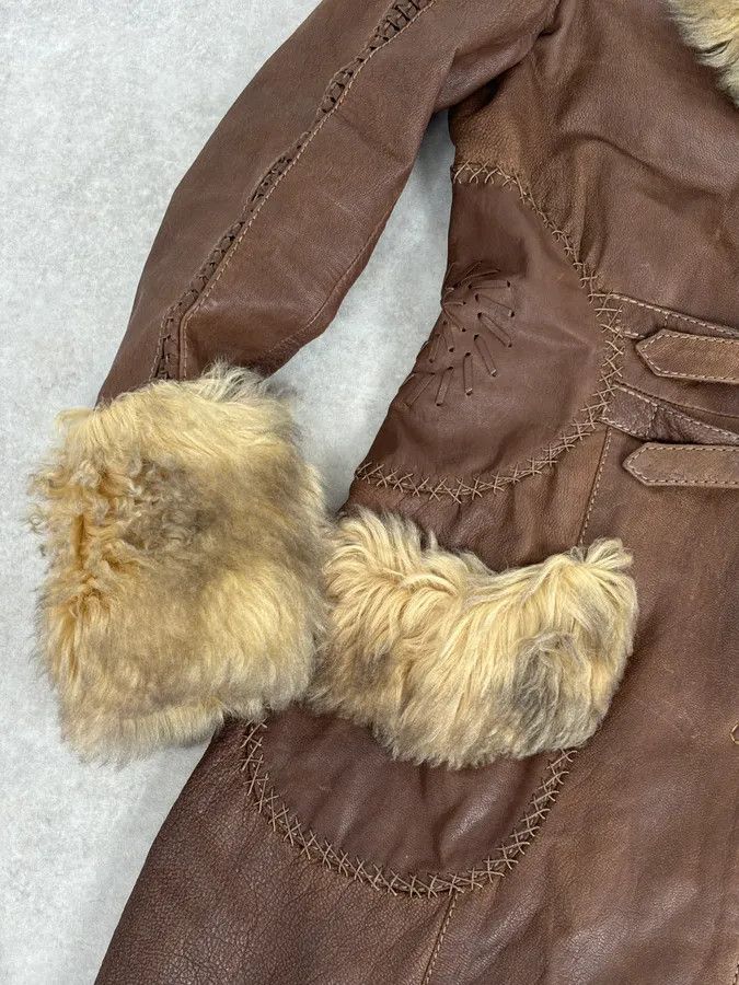 Roberto Cavalli 2000s Roberto Cavalli Brown Premium Leather Fur Trench Coat Size M / US 6-8 / IT 42-44 - 8 Thumbnail