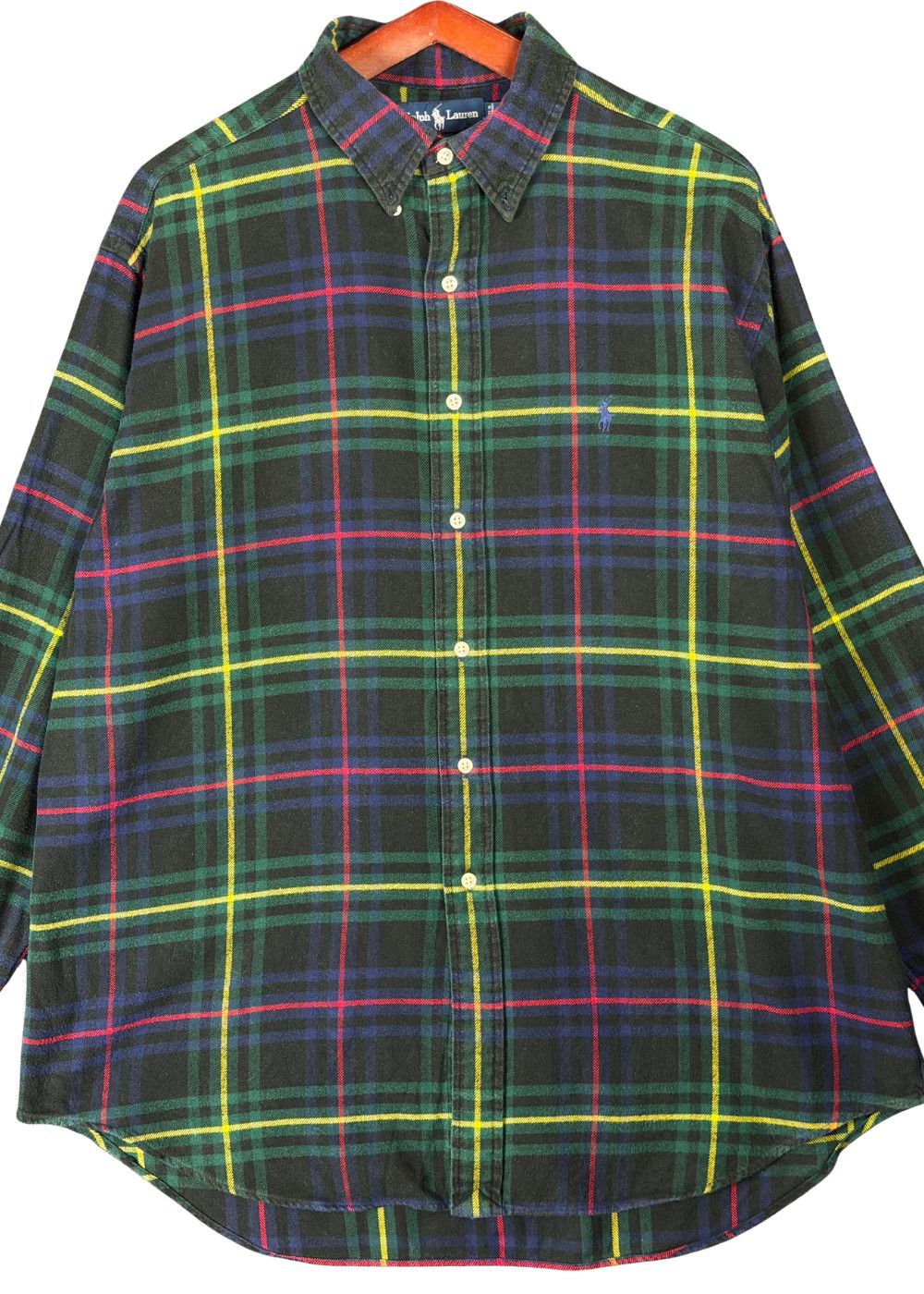 vtg RL Blake Black Watch Plaid Flannel Shirt Ivy Americana image 4