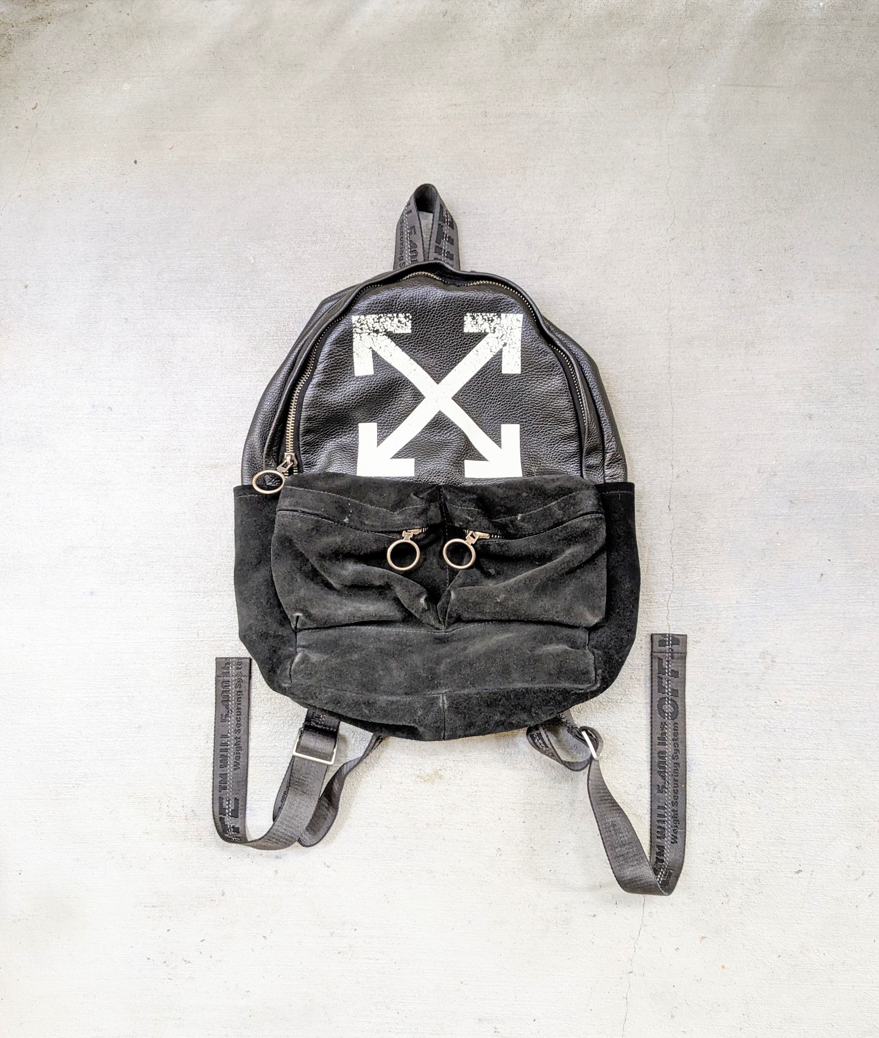 Off White Off White Backpack Leather Suede Black Zip Virgil Abloh Grailed