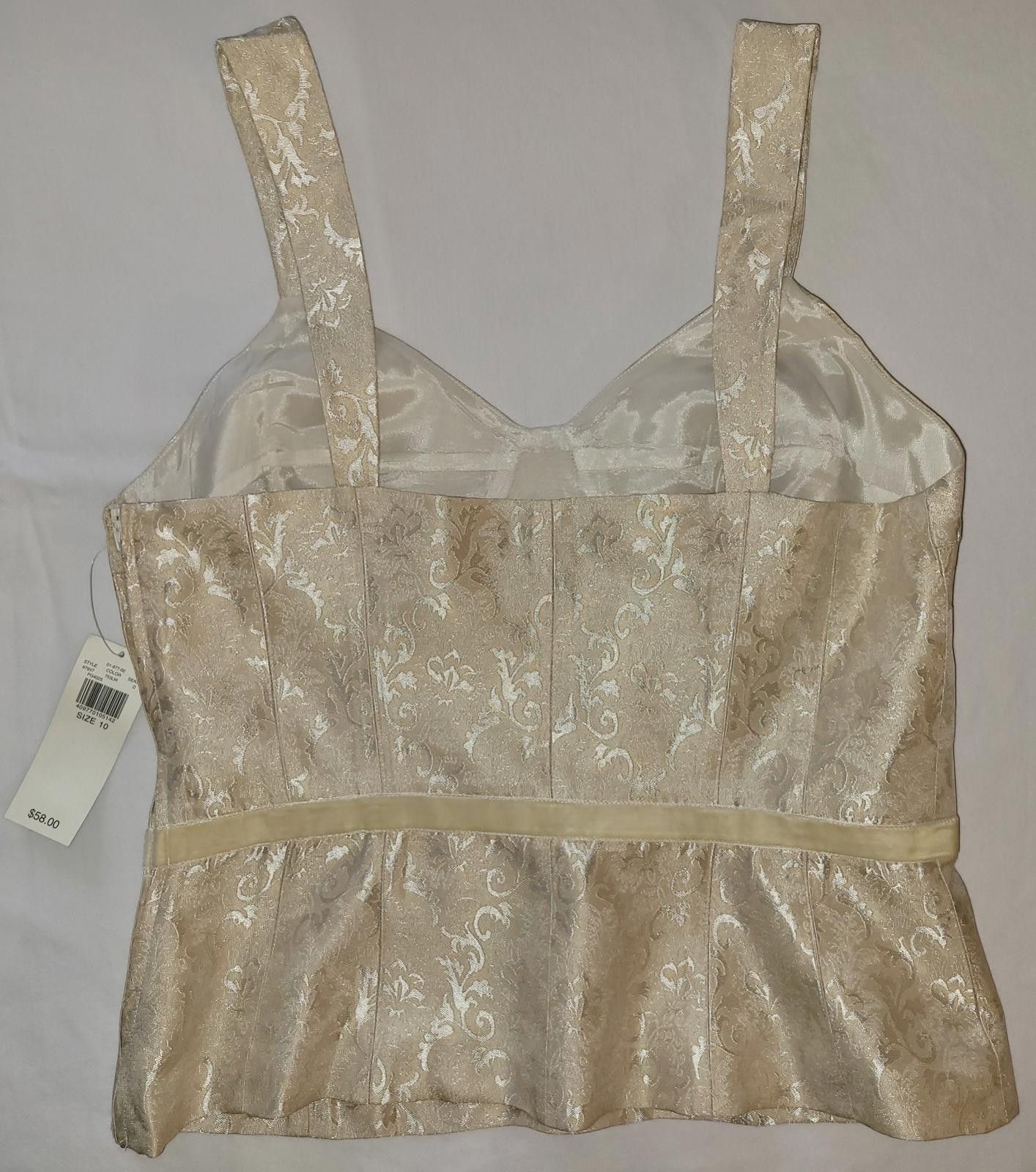 Designer CONTEXT size 10 cream sleeveless top with side zipper NWT Size L / US 10 / IT 46 - 8 Thumbnail
