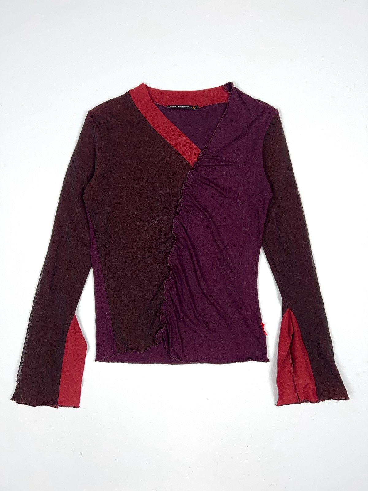 Cop Copine Paris Mesh Top Purple Burgundy Avantgarde Long Sleeve T Shirts