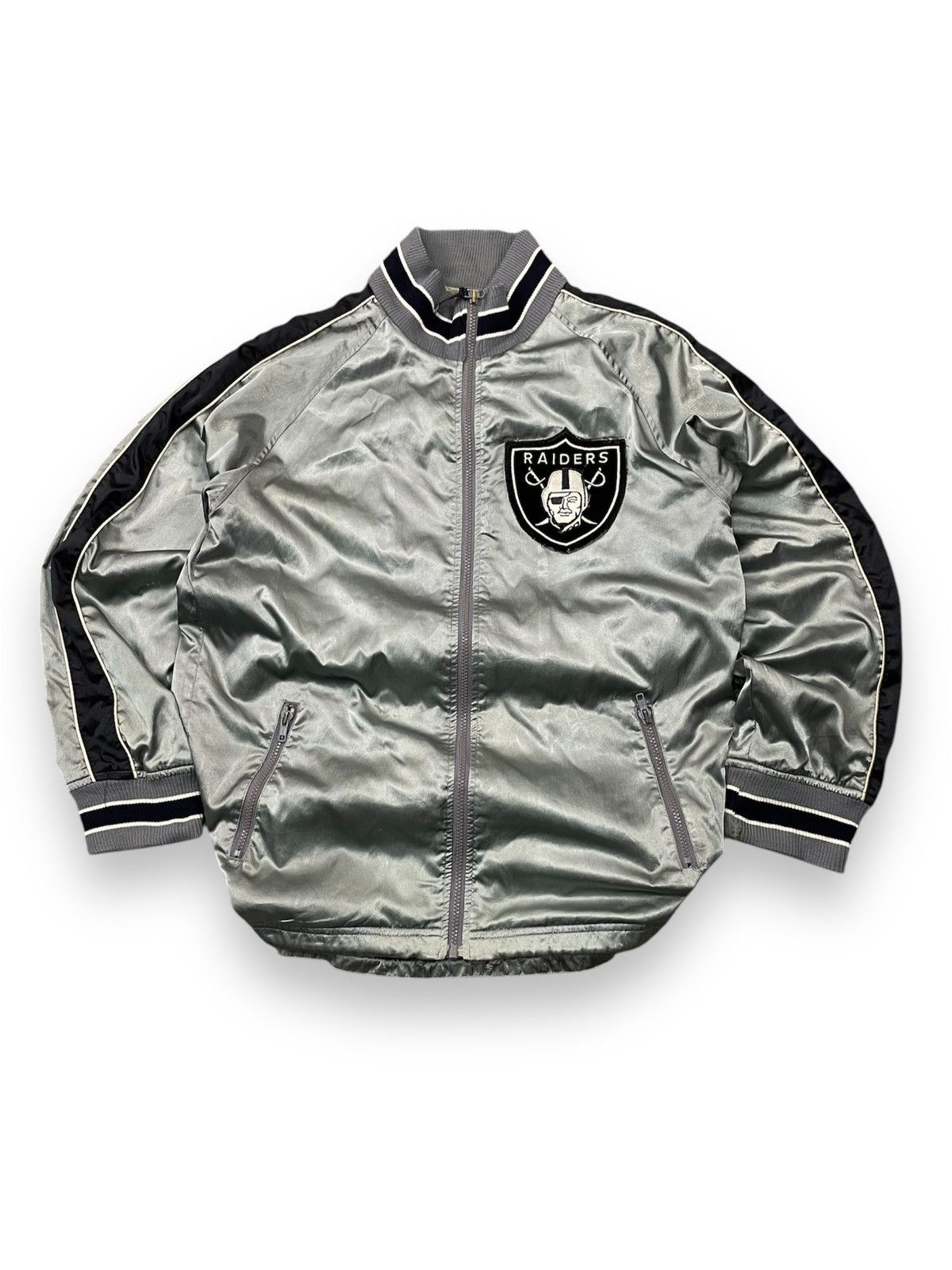 NFL Vintage 90s Los Angeles Raiders Satin Bomber Jacket NFL Size US L / EU 52-54 / 3 - 1 Thumbnail