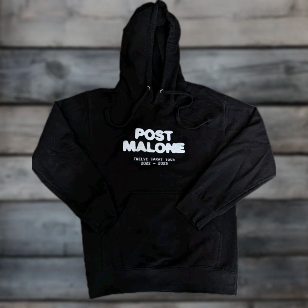 Vintage Official Post Malone Hoodie Tour 2022-23 Twelve Carat Black Men's Small Unisex Adults Hoodie Size US S / EU 44-46 / 1 - 1 Thumbnail