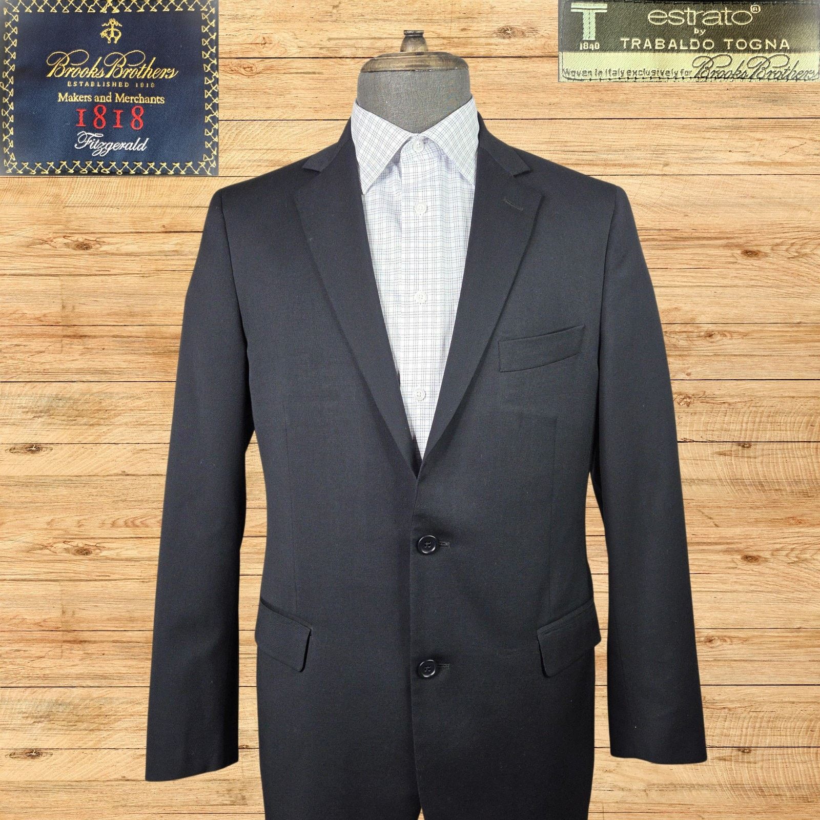 Brooks Brothers Brooks Brothers 1818 Fitzgerald Suit Jacket Mens 40L Black Size 40L - 1 Thumbnail