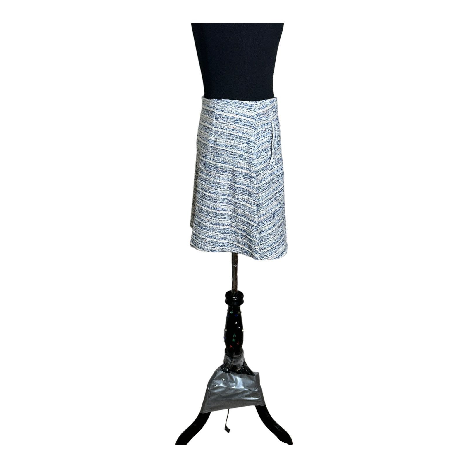 Loft Loft blue tweed lined A line mini pull on skirt size XS Size 27" / US 4 / IT 40 - 5 Thumbnail