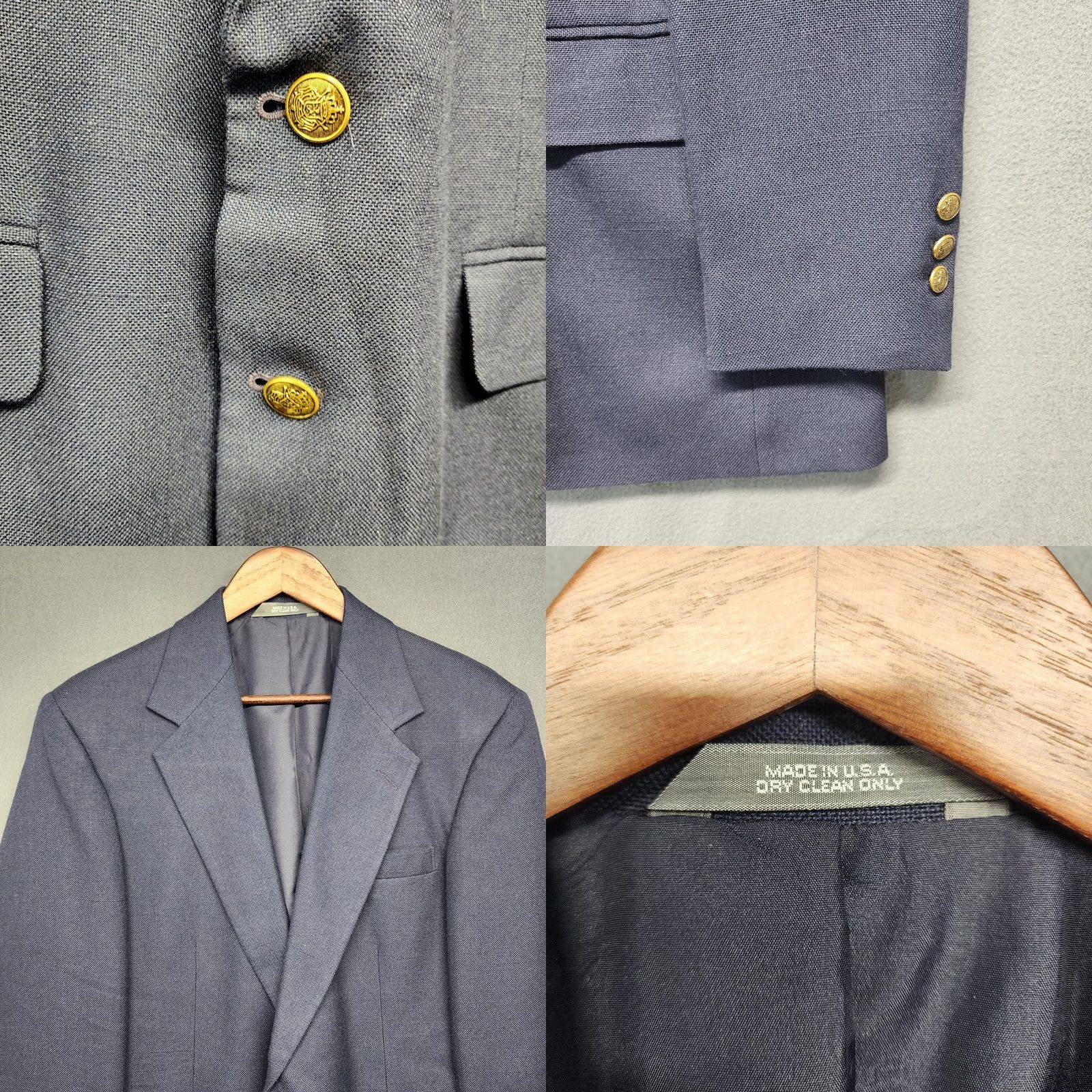 Haggar VINTAGE Haggar Blazer Mens 40 R Navy Blue Gold Button Gentlemans Fit Sport Coat USA Mens Size 40R - 9 Thumbnail