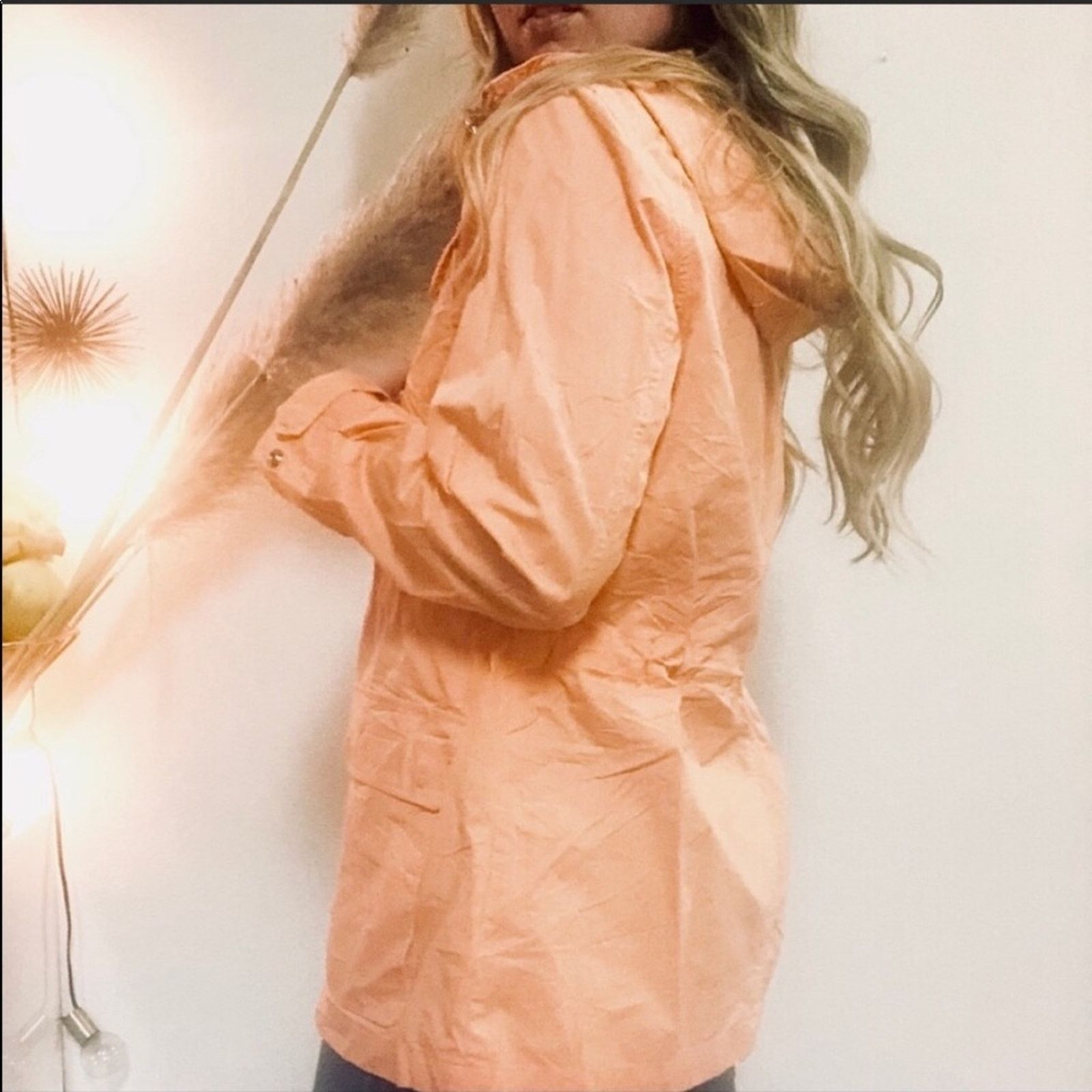 RALPH LAUREN Orange Hooded Anorak Jacket Coat S Lightweight