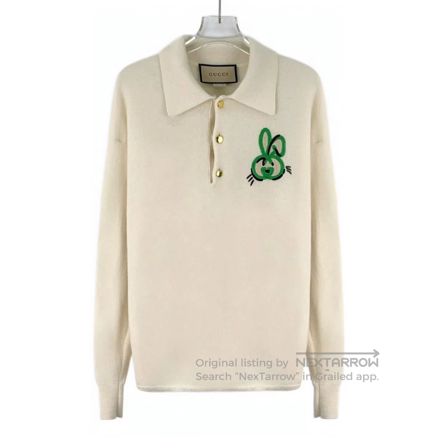 Gucci Guicci Beige Rabbit Embroidered Wool Lapel Single Breasted Size US XS / EU 42 / 0 - 1 Thumbnail