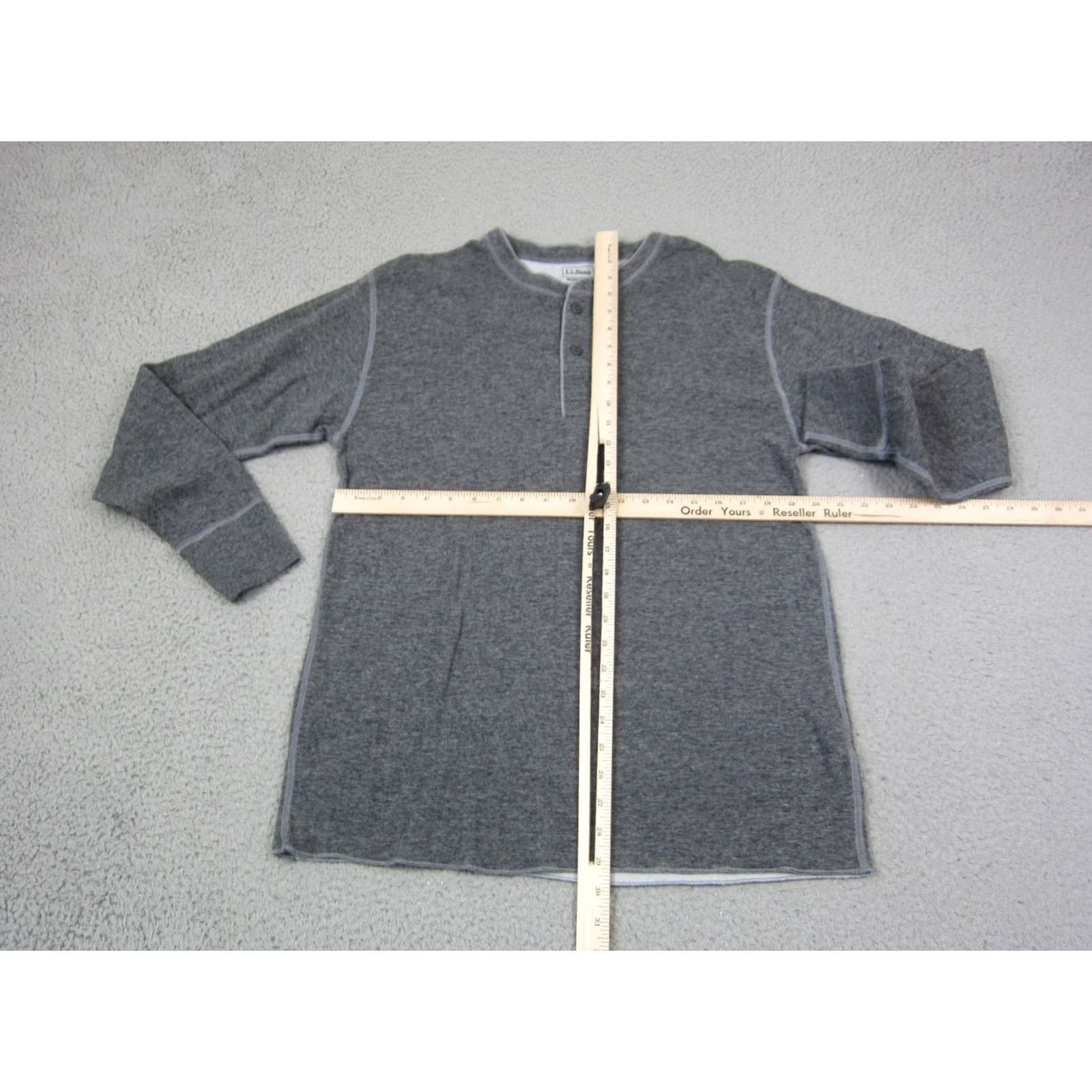 Vintage LL Bean Shirt Mens L Gray Two Layer River Drivers Henley Wool Cotton Regular Long Sleeve Thermal Pattern Solid 90s Outdoor Mens Size US L / EU 52-54 / 3 - 5 Thumbnail