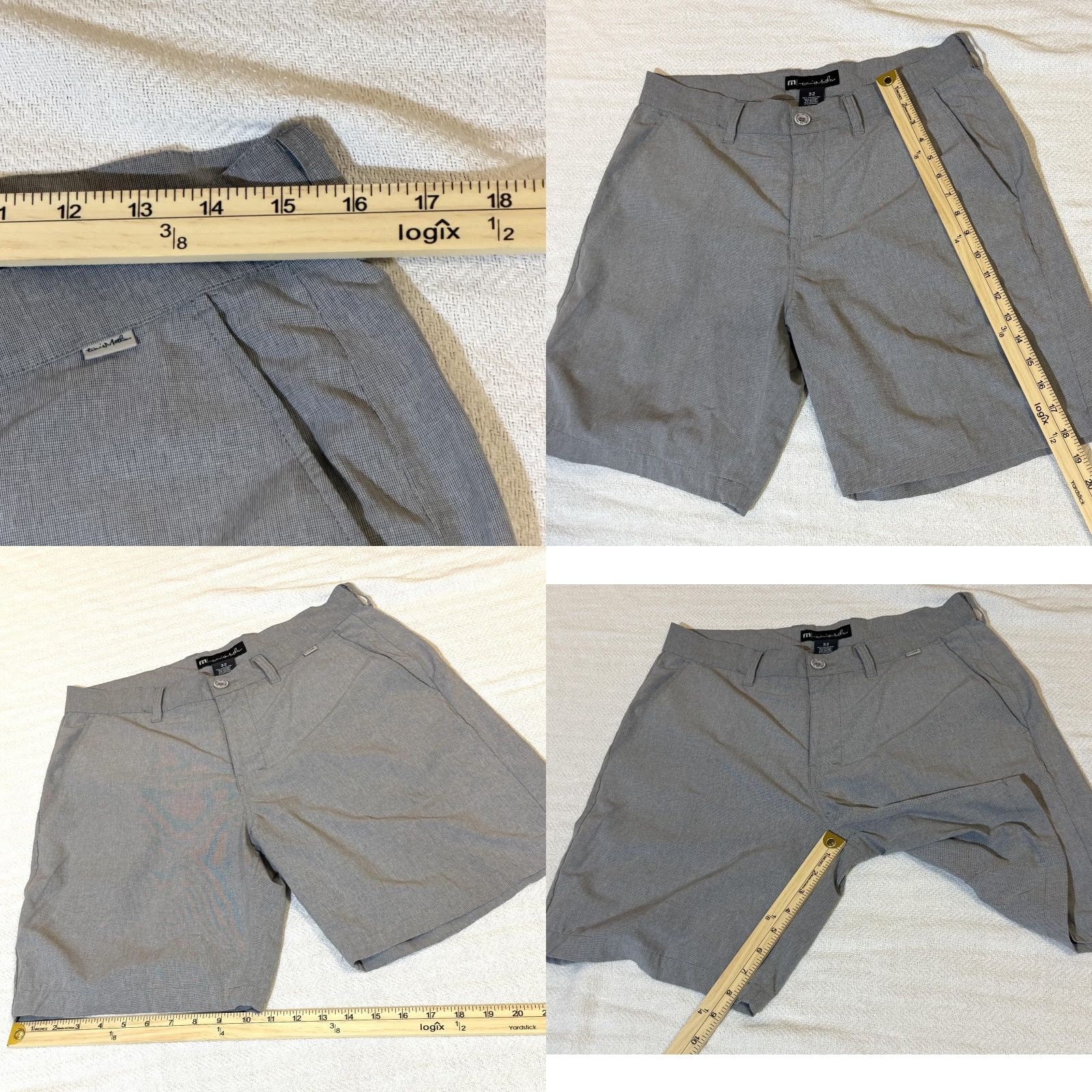 TravisMathew TravisMathew Shorts Mens 32 Gray Golf Stretch Performance Micro Check Pattern Size US 32 / EU 48 - 8 Thumbnail