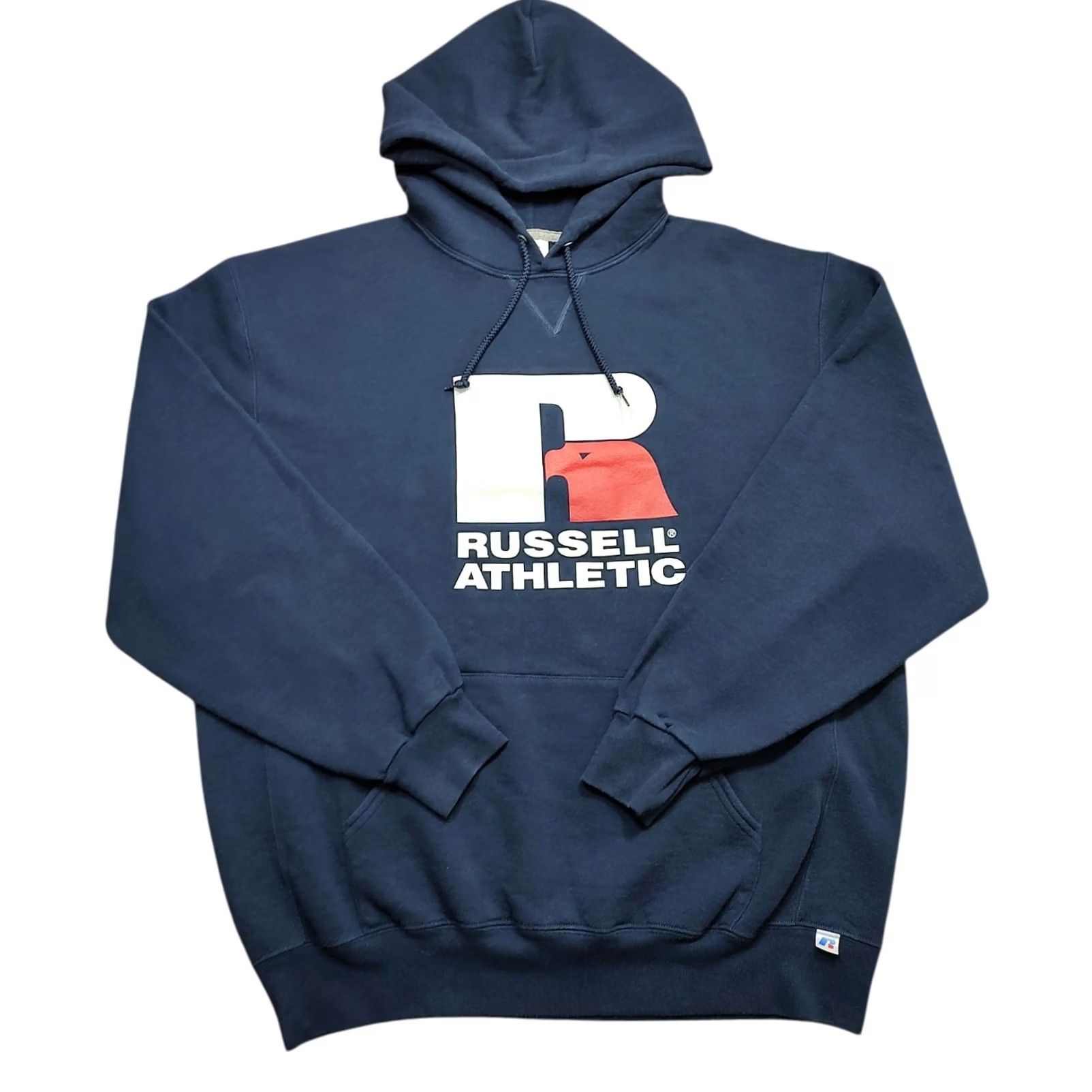 Russell Athletic VINTAGE Russell Athletic Hoodie Pullover Big Logo Graphic Fleece Blue XL Men 90s Classic, Hooded, Pockets, Lined Size US XL / EU 56 / 4 - 2 Thumbnail
