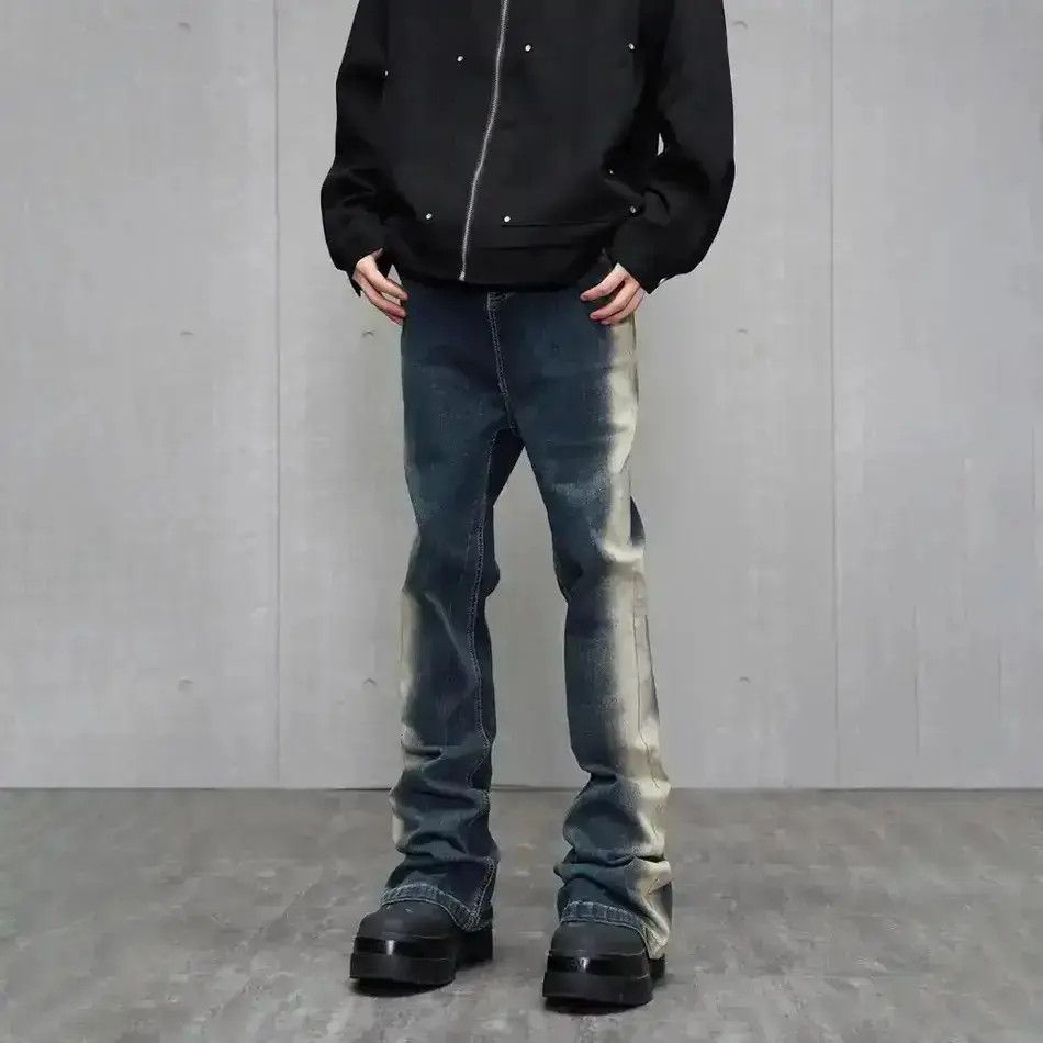 Japanese Brand Skinny Jeans Men Y2k Street Contrast Fashion Casual Slim Size US 32 / EU 48 - 2 Thumbnail
