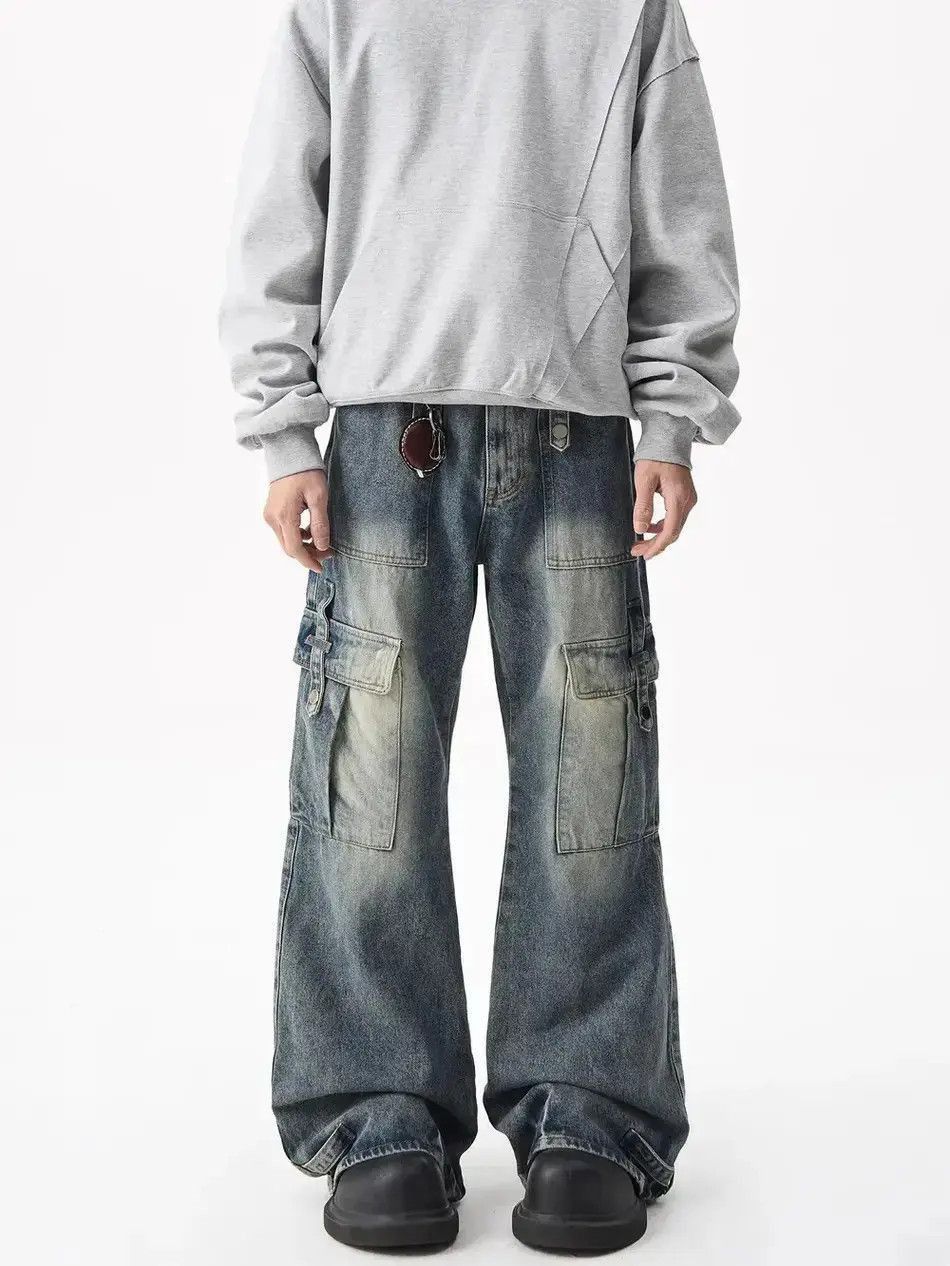 Japanese Brand Retro large pocket wide leg jeans Size US 32 / EU 48 - 5 Thumbnail