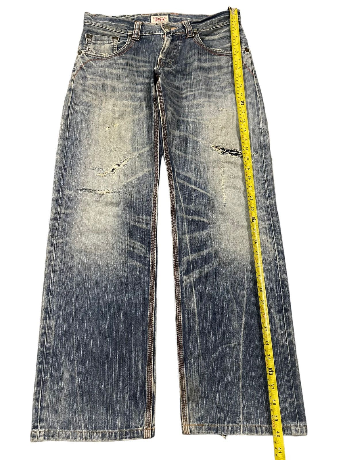 Edwin Edwin XV Exclusive Vintage Blue Wash Distressed Baggy Jeans Size US 32 / EU 48 - 11 Thumbnail