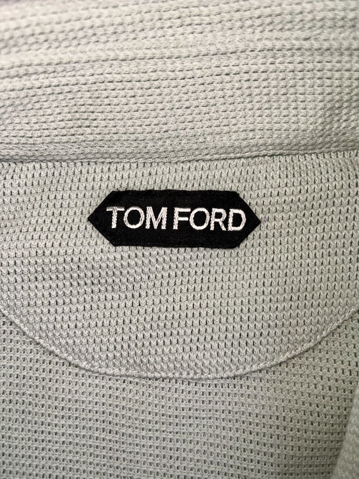 48 Tom Ford Polo Shirt light grey knit breath texture button