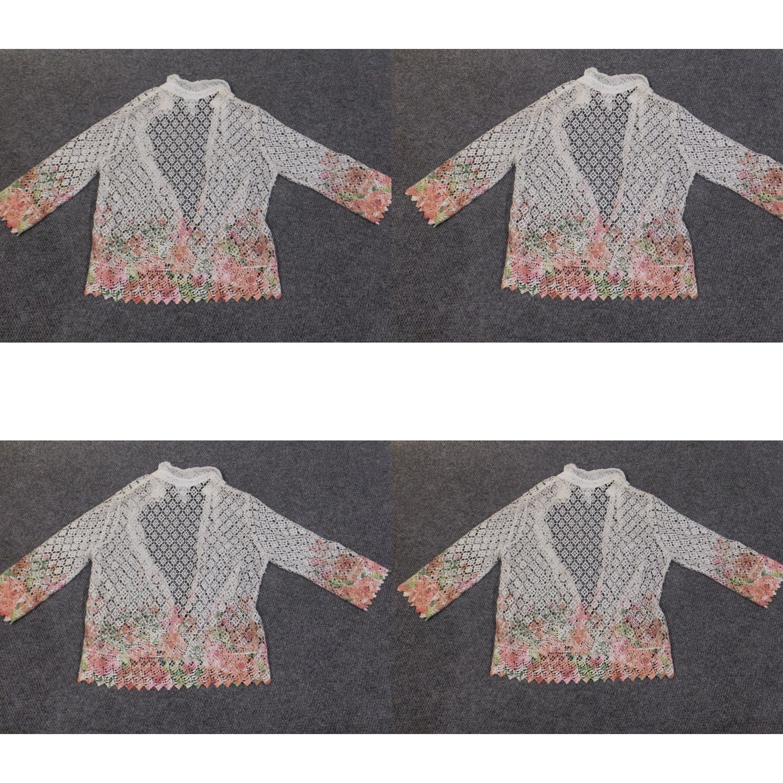 Vintage Alfred Dunner Blouse Womens Large White Lace Polyester Open Collared Long Sleeve Casual Shirt Size L / US 10 / IT 46 - 8 Thumbnail