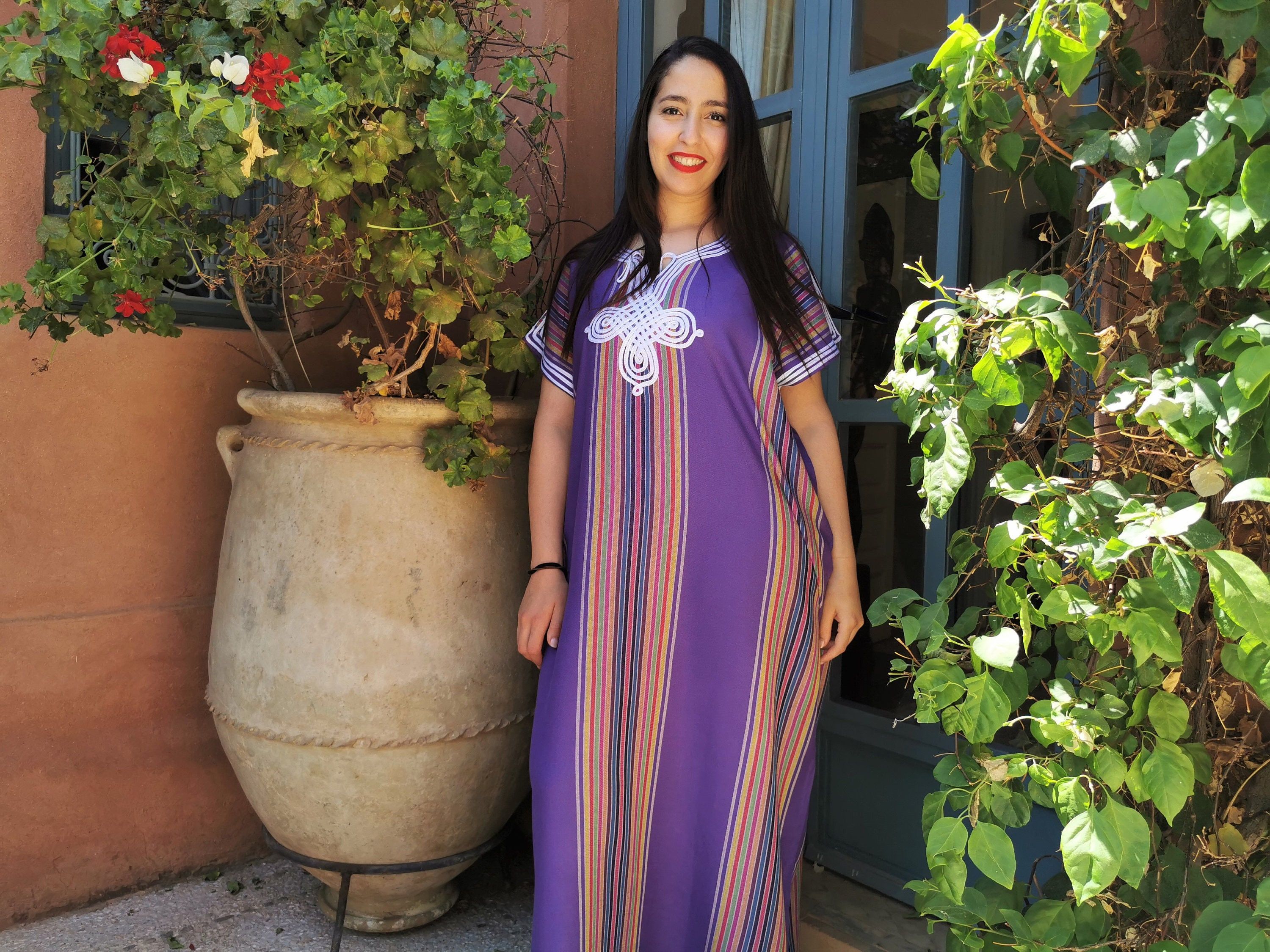 Designer × Handmade Purple Moroccan Bohemian Kaftan Size ONE SIZE - 2 Thumbnail