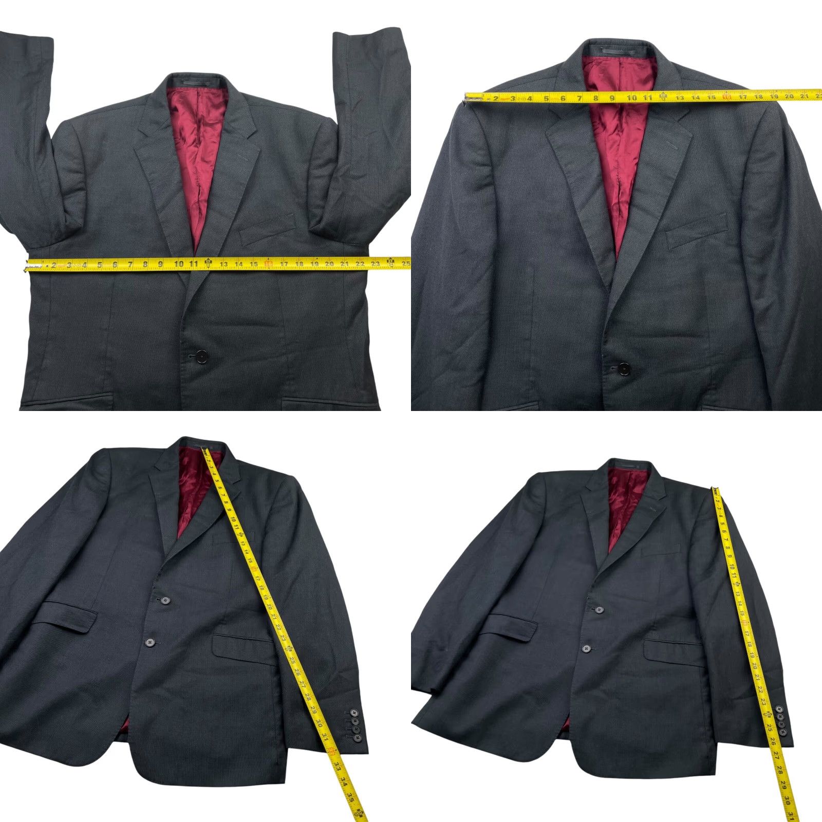 Charles Tyrwhitt Charles Tyrwhitt Blazer Jacket Gray Birdseye 2-Button 100% Wool 48L Mens Tailored Long Belted Notch Lapel Vintage No Size 48R - 8 Thumbnail