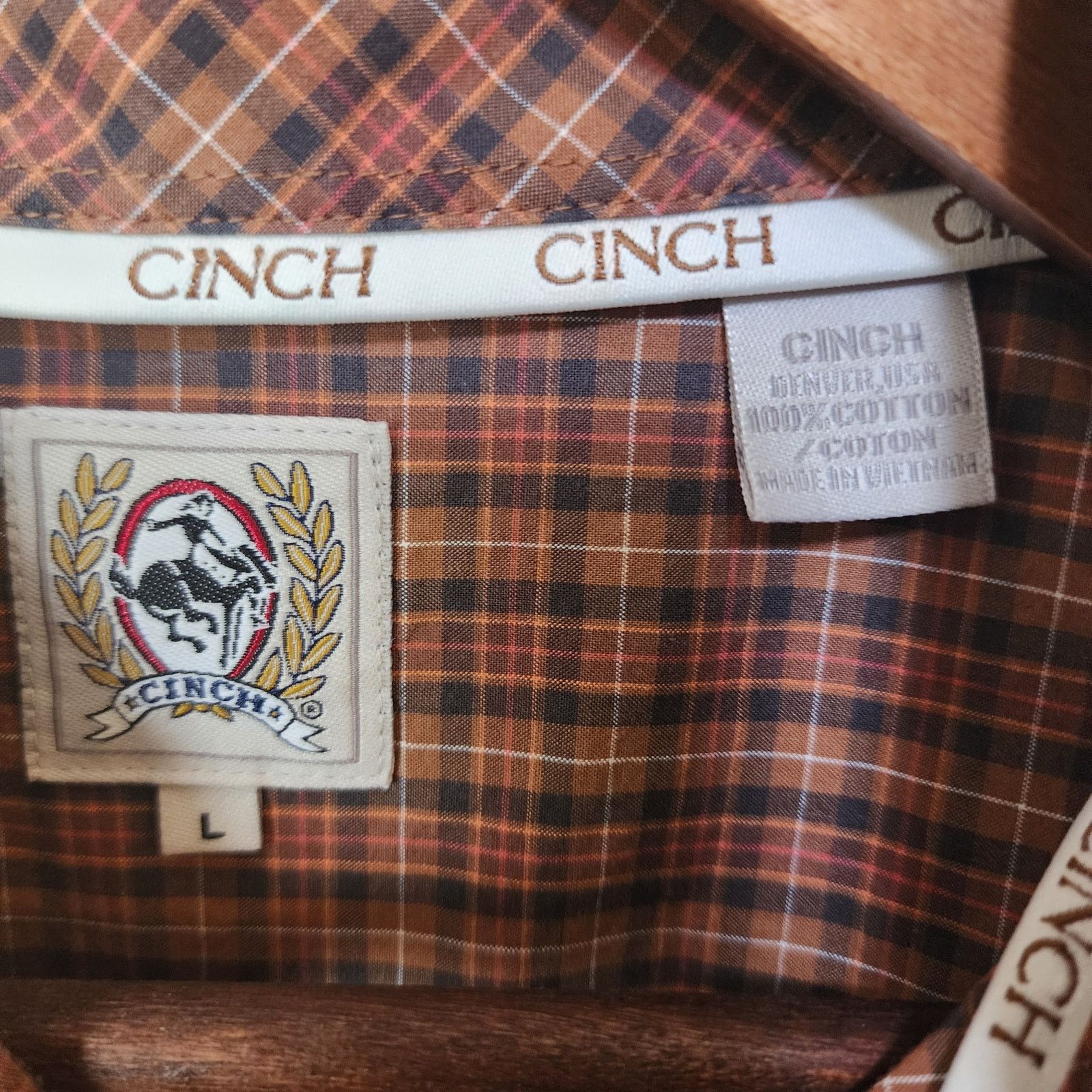 CINCH Cinch Brown Plaid Shirt Men's Large Rodeo Size US L / EU 52-54 / 3 - 3 Thumbnail