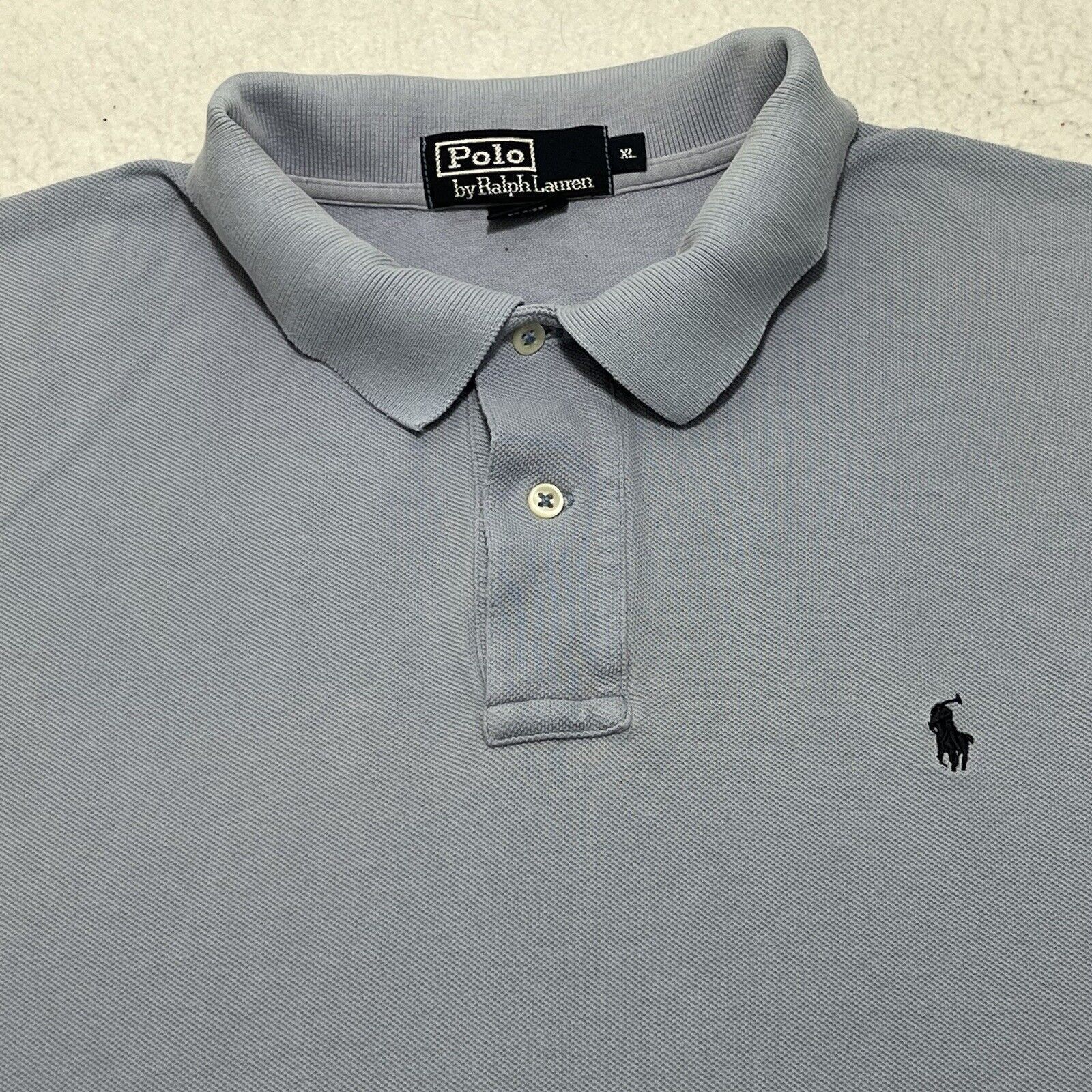 Polo Ralph Lauren Polo Ralph Lauren Light Blue Polo Navy Pony Logo Shirt Size US XL / EU 56 / 4 - 2 Thumbnail