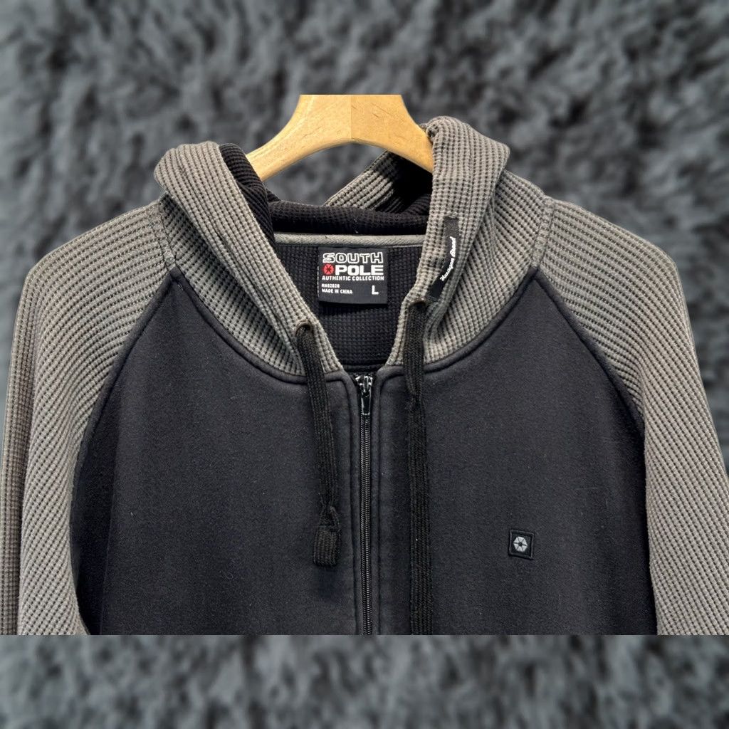 Southpole VINTAGE South Pole Hoodie Sweatshirt L Black Grey Thermal Full Zip Waffle Men’s Hip Hop Grunge Y2K Skater Size US L / EU 52-54 / 3 - 1 Thumbnail