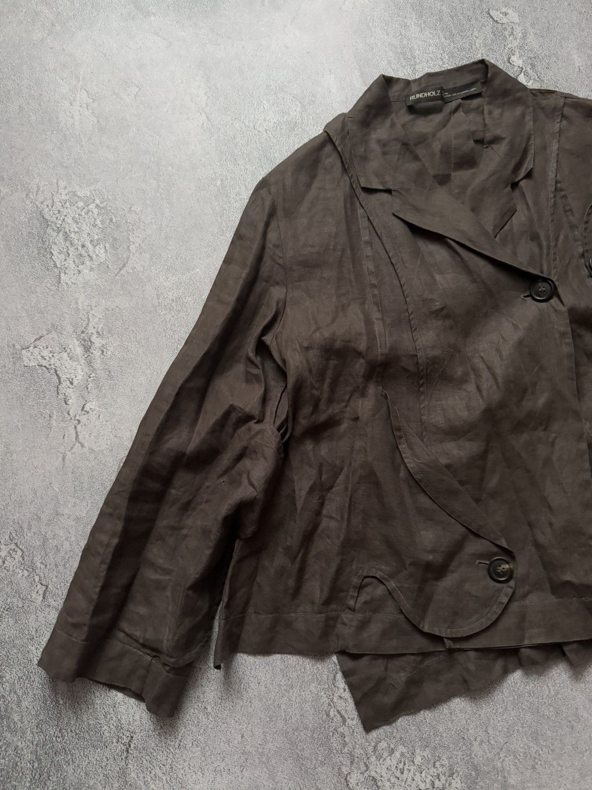 Designer × Rundholz Rundholz L Avantgarde linen blazer jacket asymmetrical relax Size L / US 10 / IT 46 - 6 Thumbnail