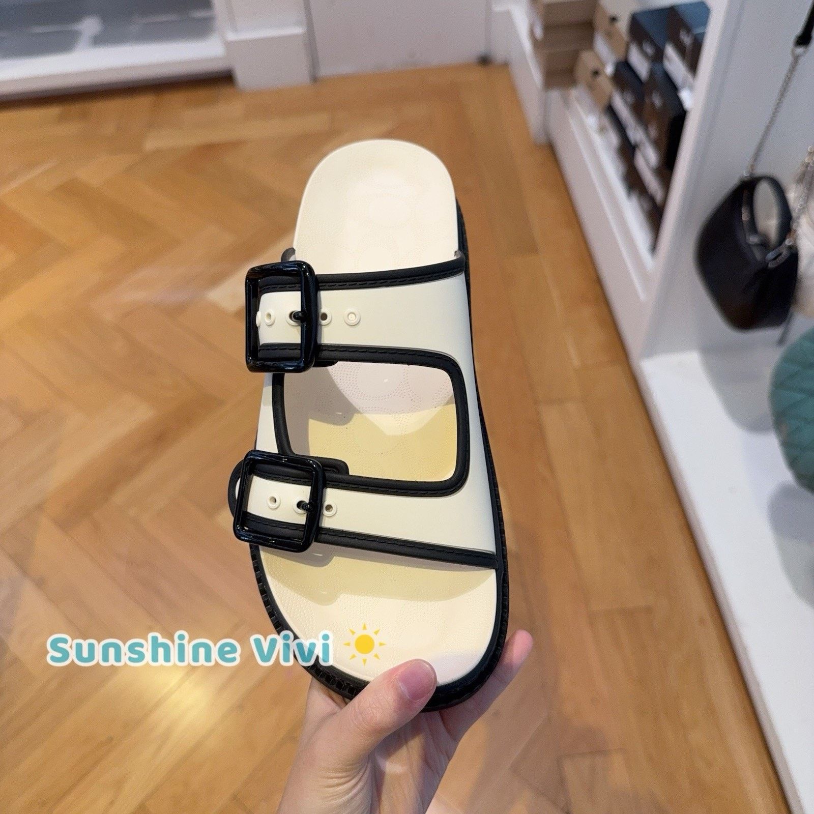 NWT Coach Women's Lainey Sandal CR875 Chalk & Black US 7