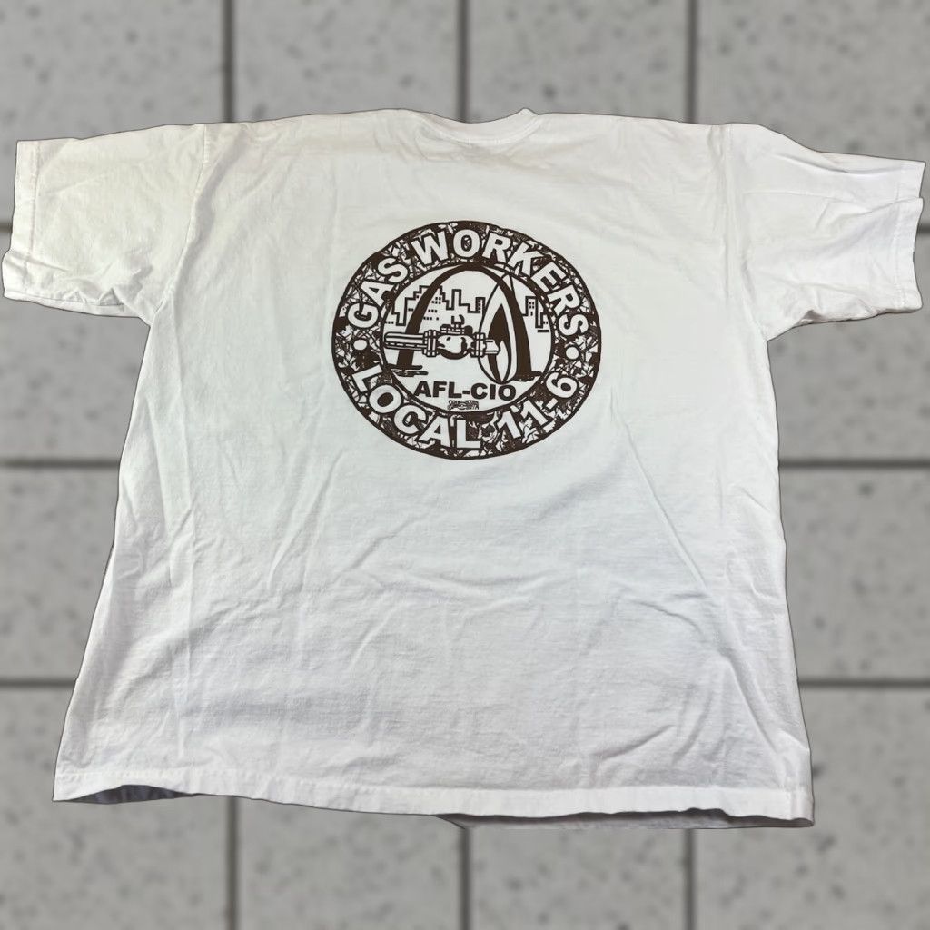 GAS VINTAGE Fighting For Local 11-6 Gas Union Workers White T Shirt Bayside USA 3XL Mens Size US XXL / EU 58 / 5 - 1 Thumbnail